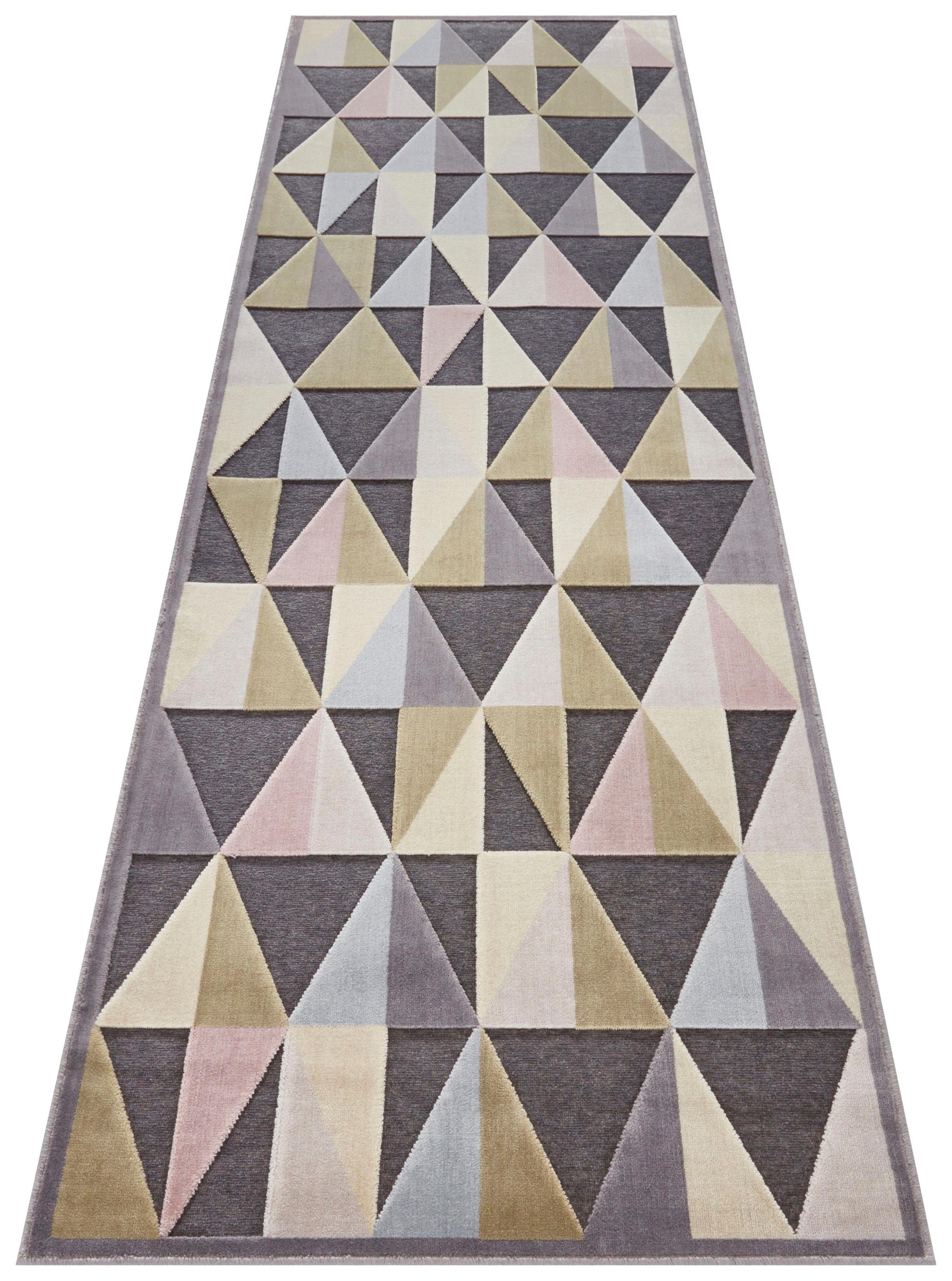 Image of ELLE DECORATION Läufer »Creuse«, rechteckig, 8 mm Höhe, Kurzflor, weicher Velour, Geometrisches Muster, Hoch-Tief Struktur, Wohnzimmer, Schlafzimmer, Robust, Pflegeleicht bei Ackermann Versand Schweiz