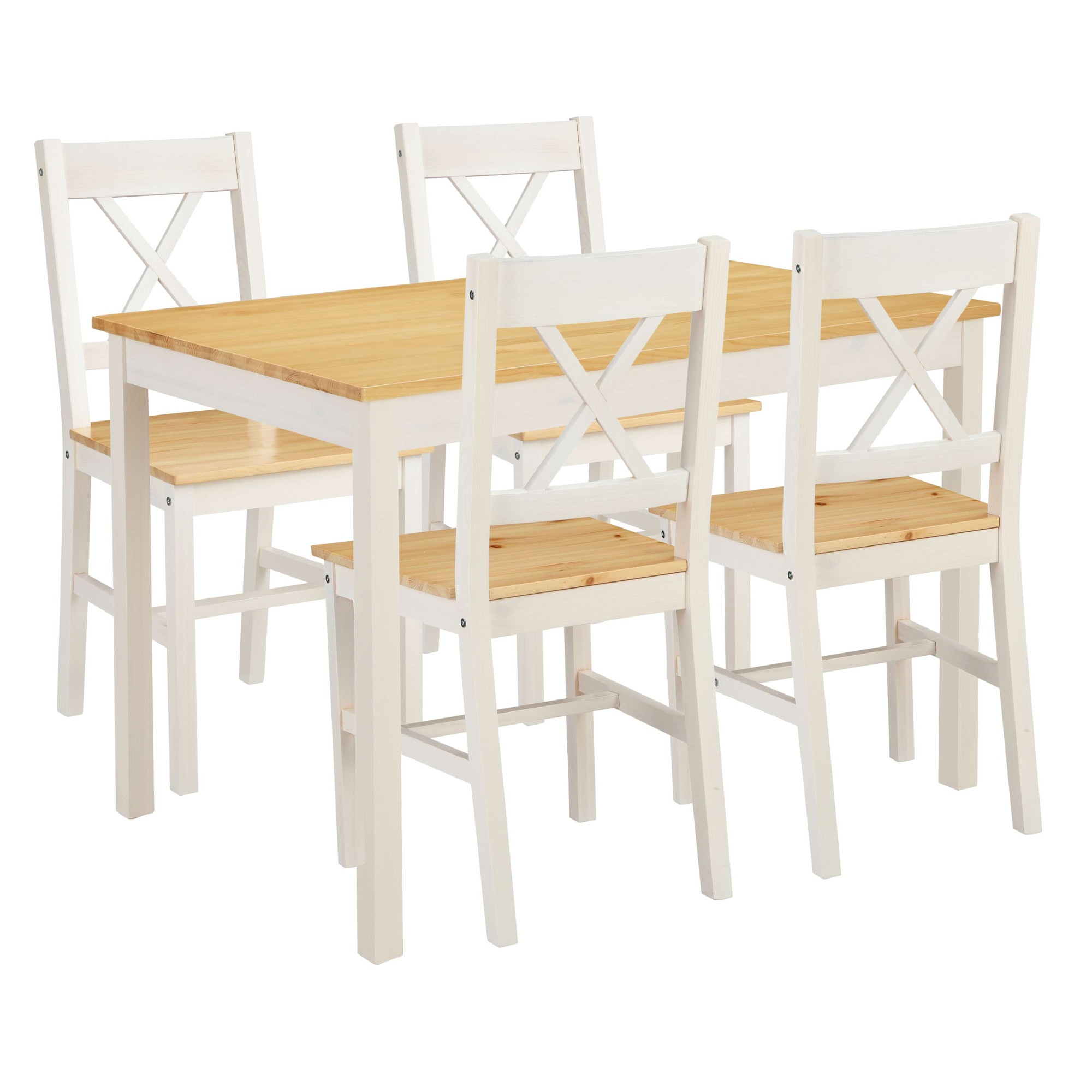Image of GOODproduct Essgruppe "Willow" Set, Esstisch mit 4 Stühlen, 5 tlg. Esstisch mit 4 Stühlen, aus massivem Kiefernholz