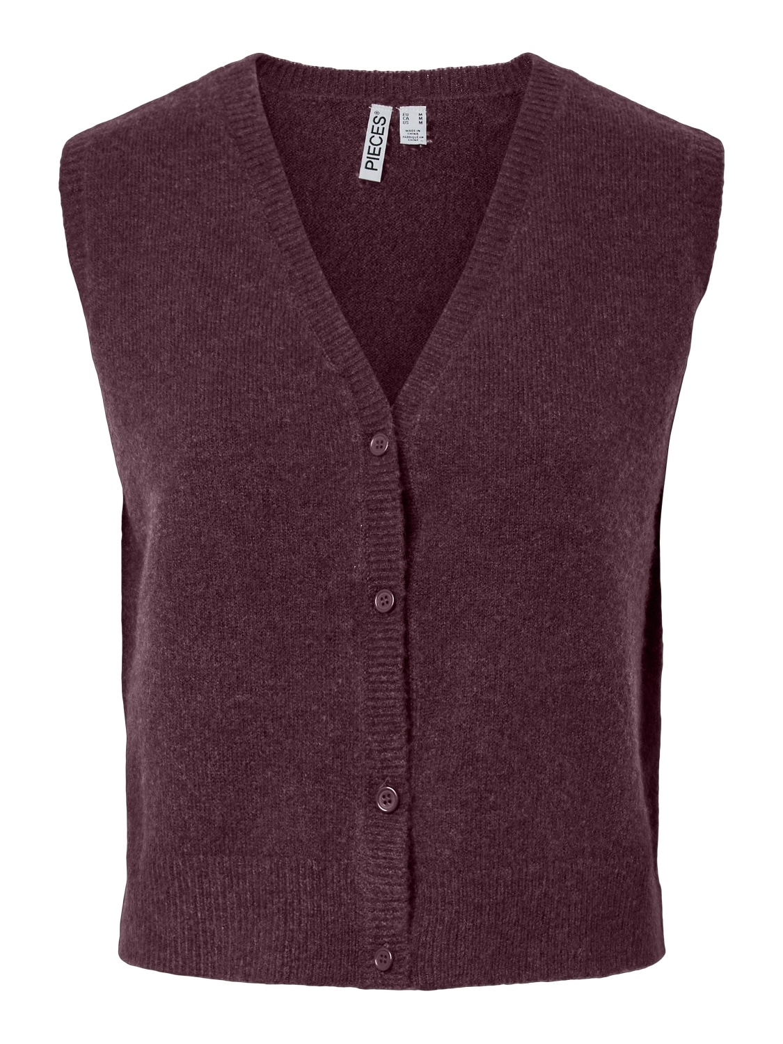 pieces Gilet tricoté »PCSALLY SL V-NECK KNIT VEST NOOS BC« mélange de matériaux