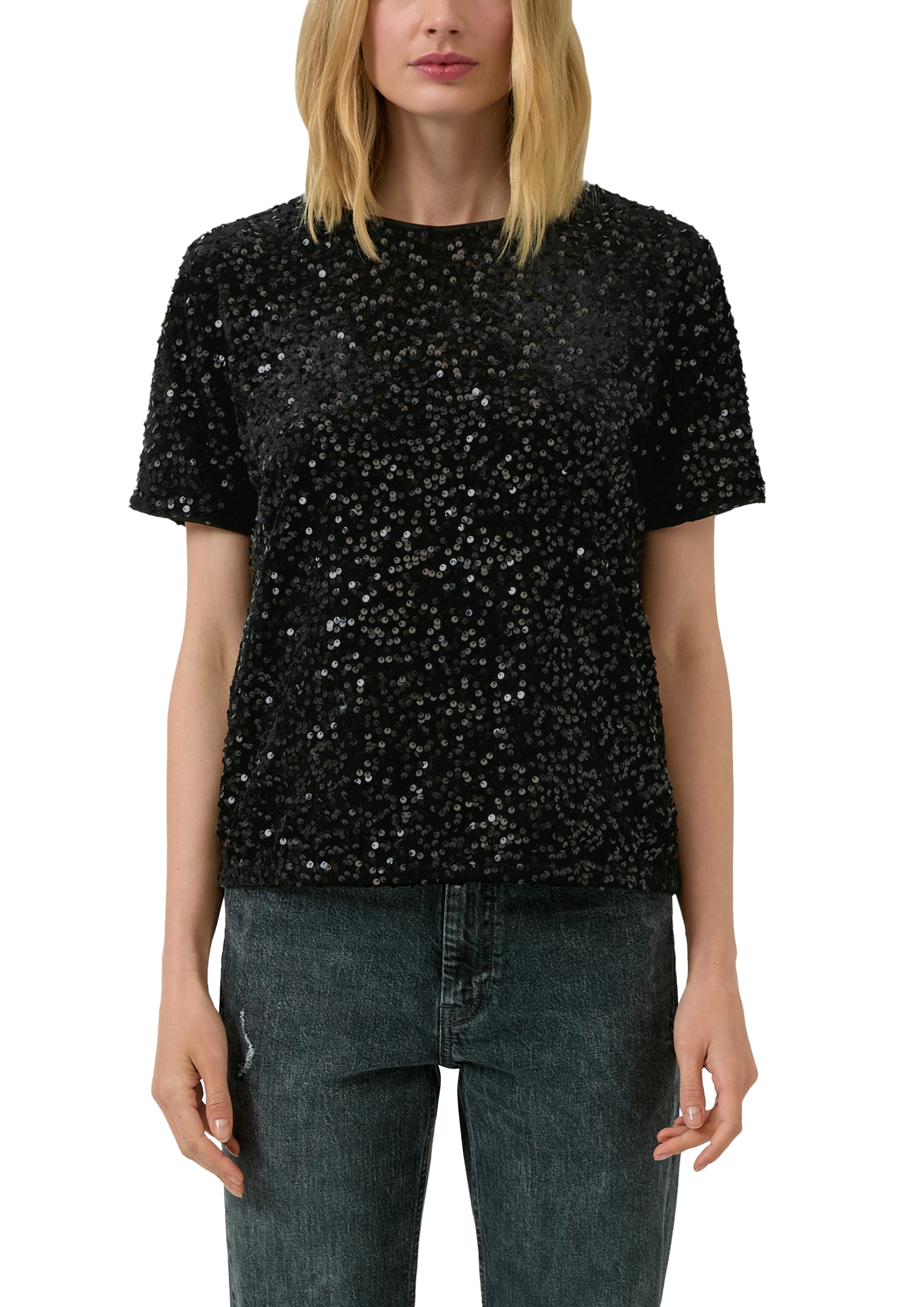 Image of s.Oliver Paillettenshirt kurzarm und mit Rundhals