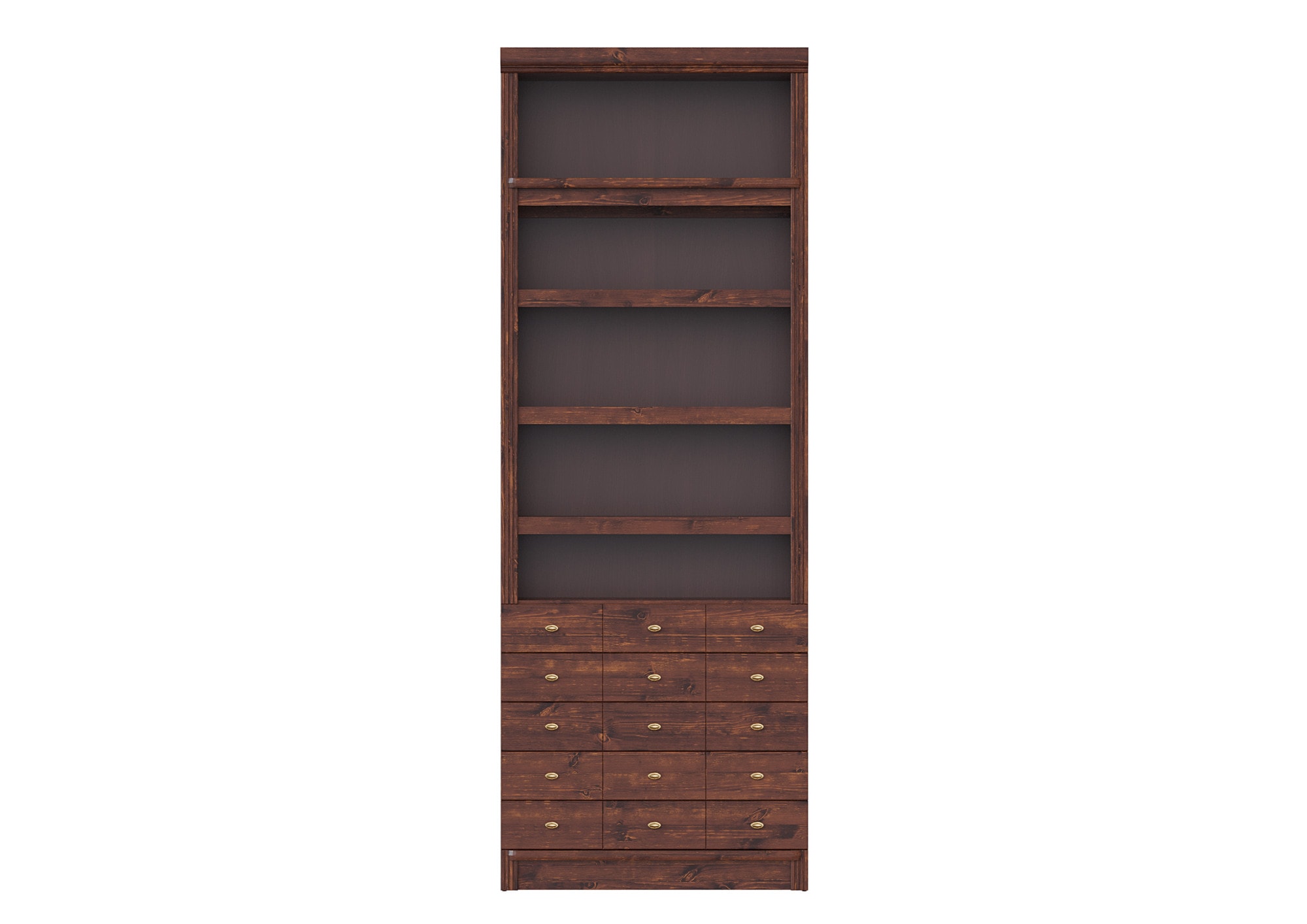 Image of Home affaire Bücherregal "Soeren Regal mit 5 breiten Schubkästen in geteilter Optik" T/H: 80/29/220 cm, Kiefer FSC-zertifiziert, elegante Metallgriffe