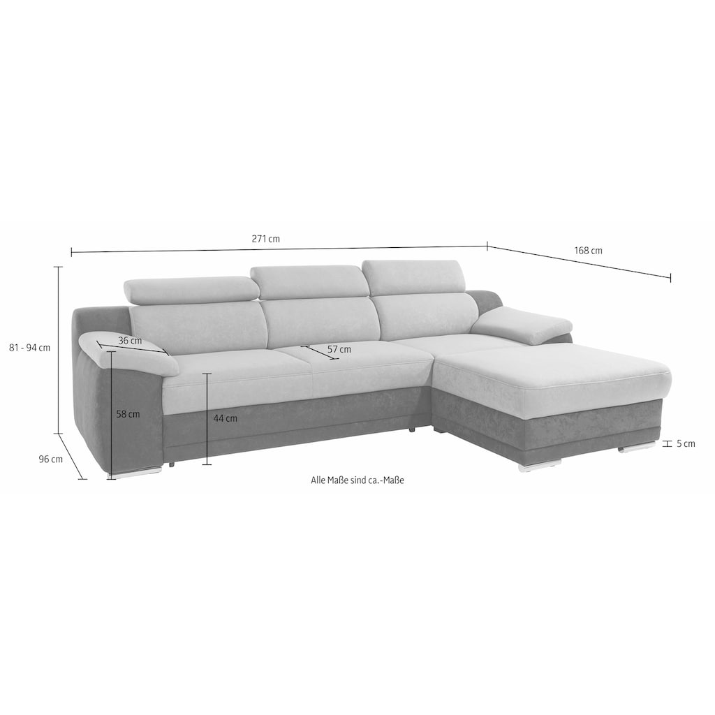 sit&more Ecksofa »Top Xenia L-Form«, wahlweise mit Bettfunktion