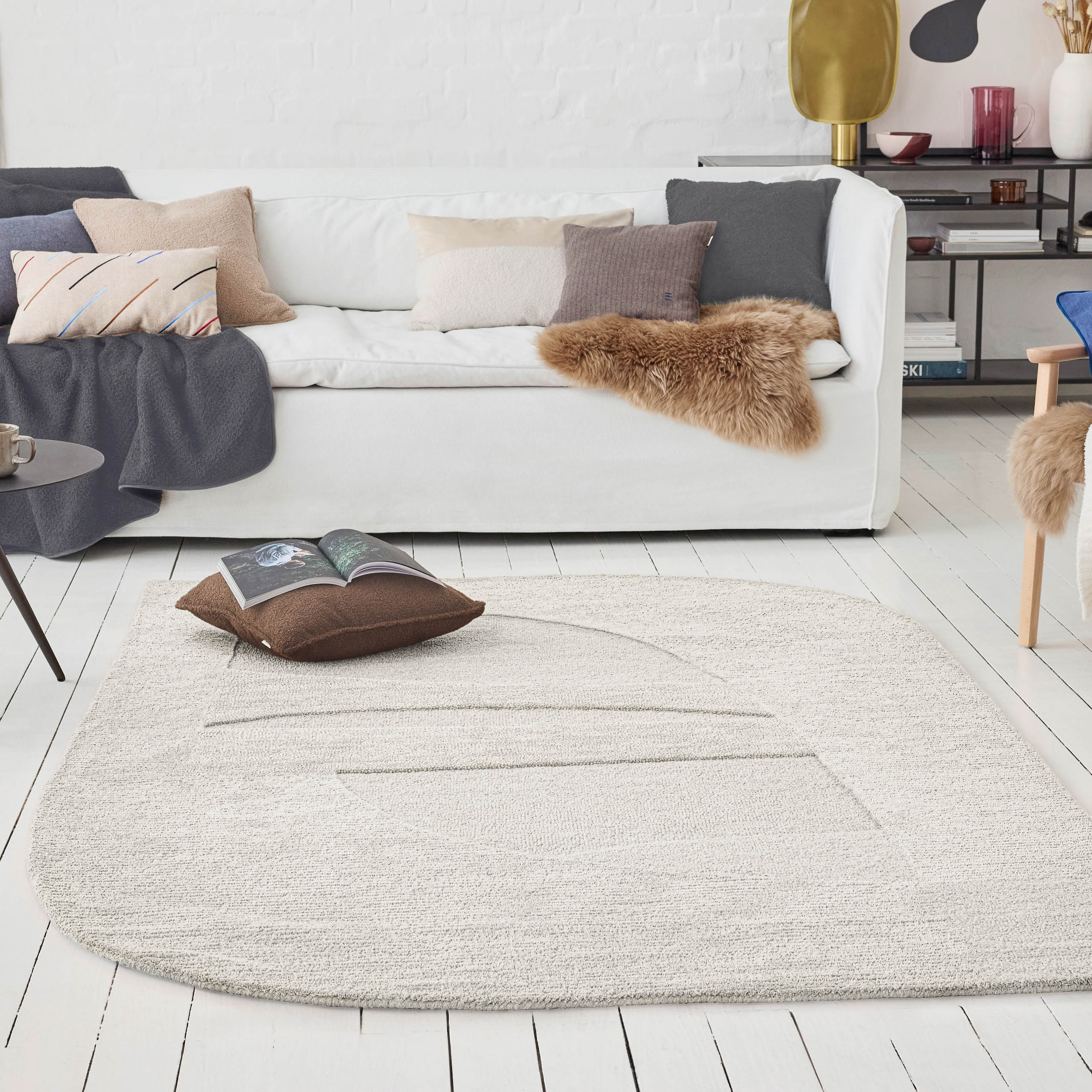 Wecon home Tapis »Dodo« Rectangulaire 10 mm Höhe Wollteppich, asymmetrisch, hochwertig, handgetuftet, robust, modern