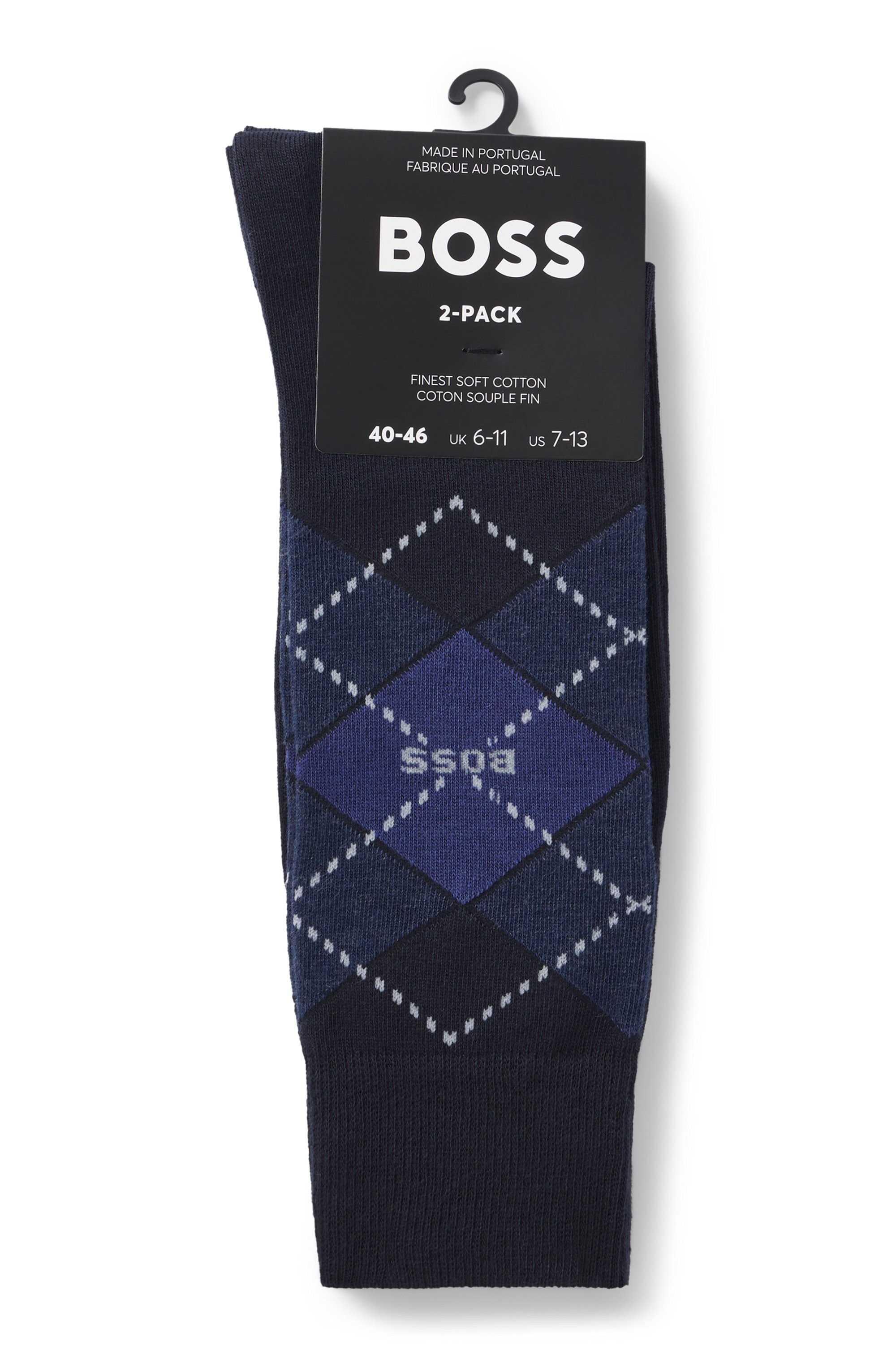BOSS Socken »2P RS Argyle CC«, (Packung, 2 Paar, 2er Pack), mit BOSS Schriftzug