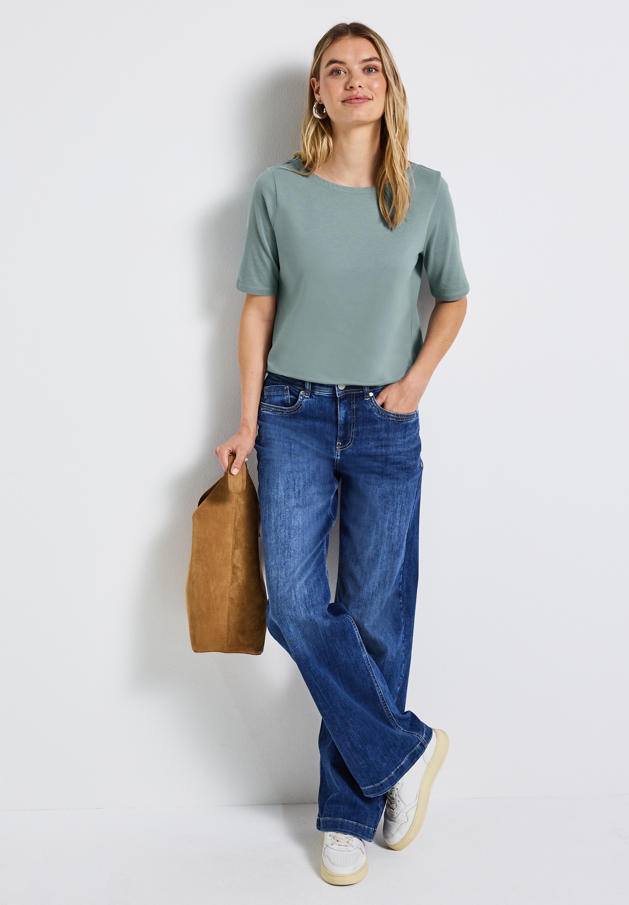 STREET ONE T-Shirt, U-Boot Ausschnitt, Basic