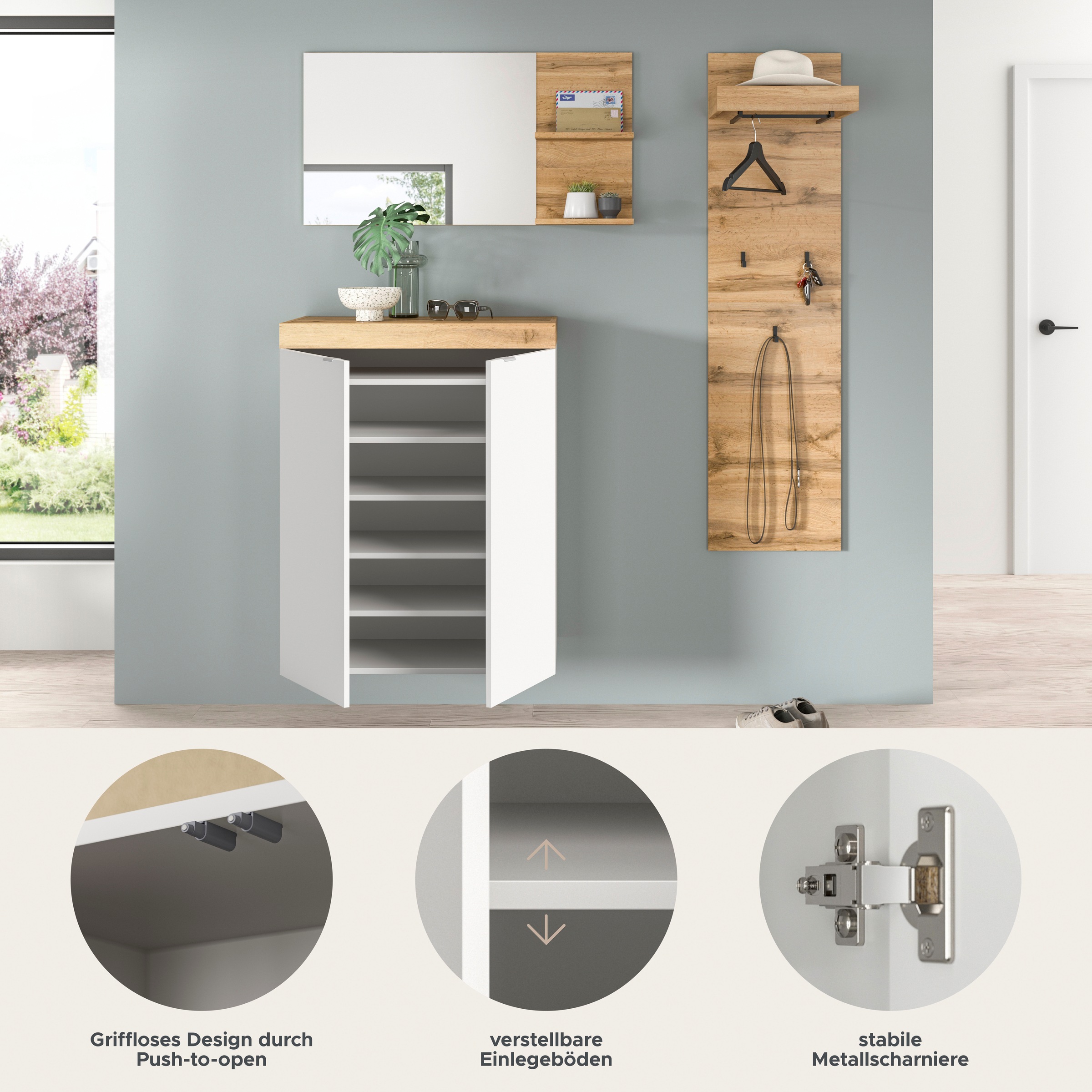 GOODproduct Garderoben-Set »MAMBO II, 3-teilig, hängend oder stehend montierbar« 3 Stk. tlg.