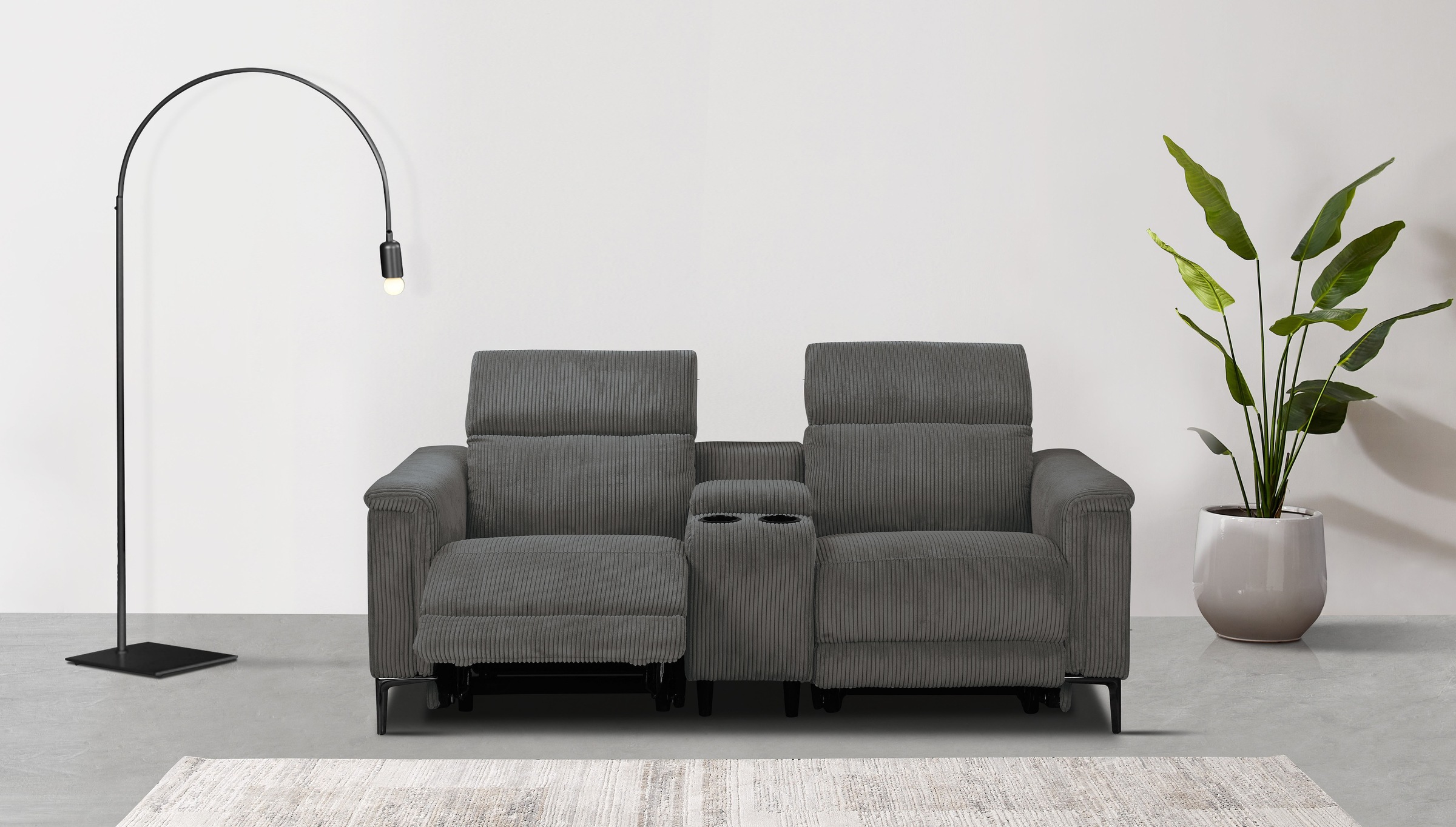 Image of GOODproduct 2-Sitzer "LUND Cord, Relaxfunktion, TV-Sessel, manuell/elektrisch (USB-A)" Kopfteilverstellung, Getränkachhalter, u. Staufach