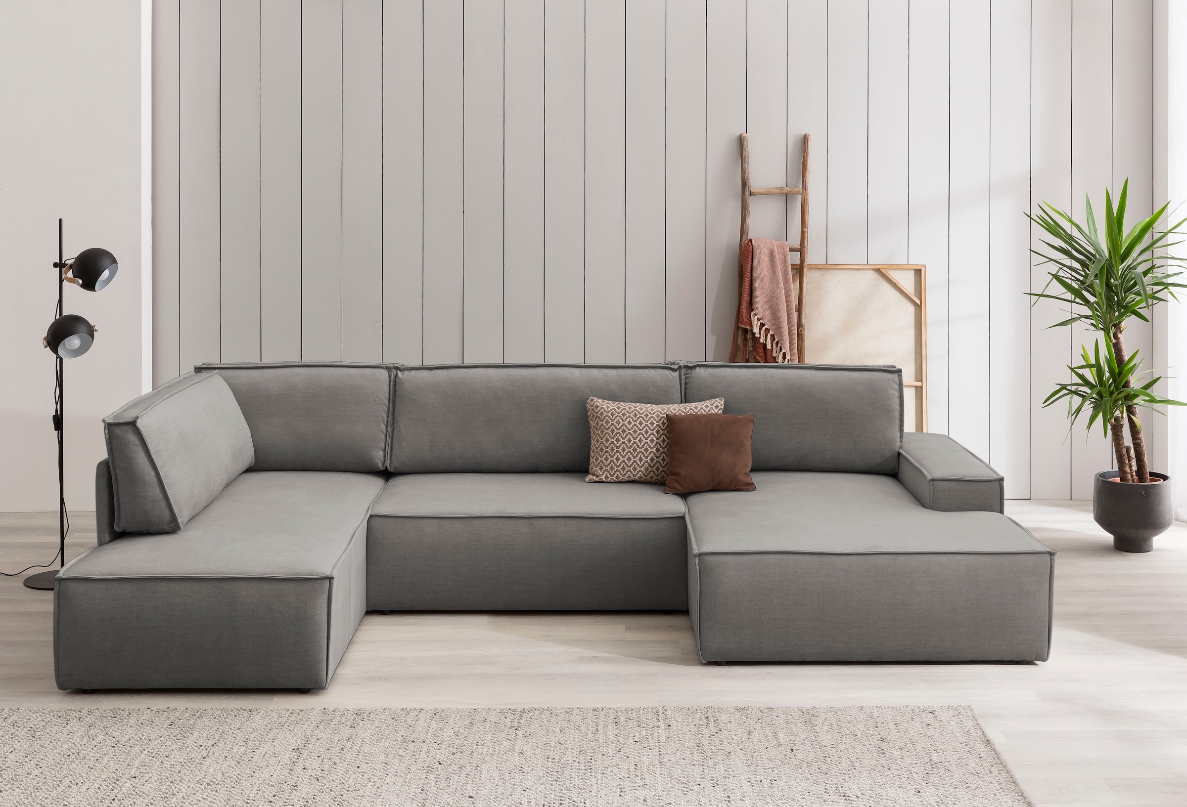 GOODproduct Paysage de salon »SHERWOOD U-Form, 329 cm - OTTO. Verlässliche Qualität.« Fonction couchage avec coffre-lit (194x139 cm), velours côtelé, vintage, velours