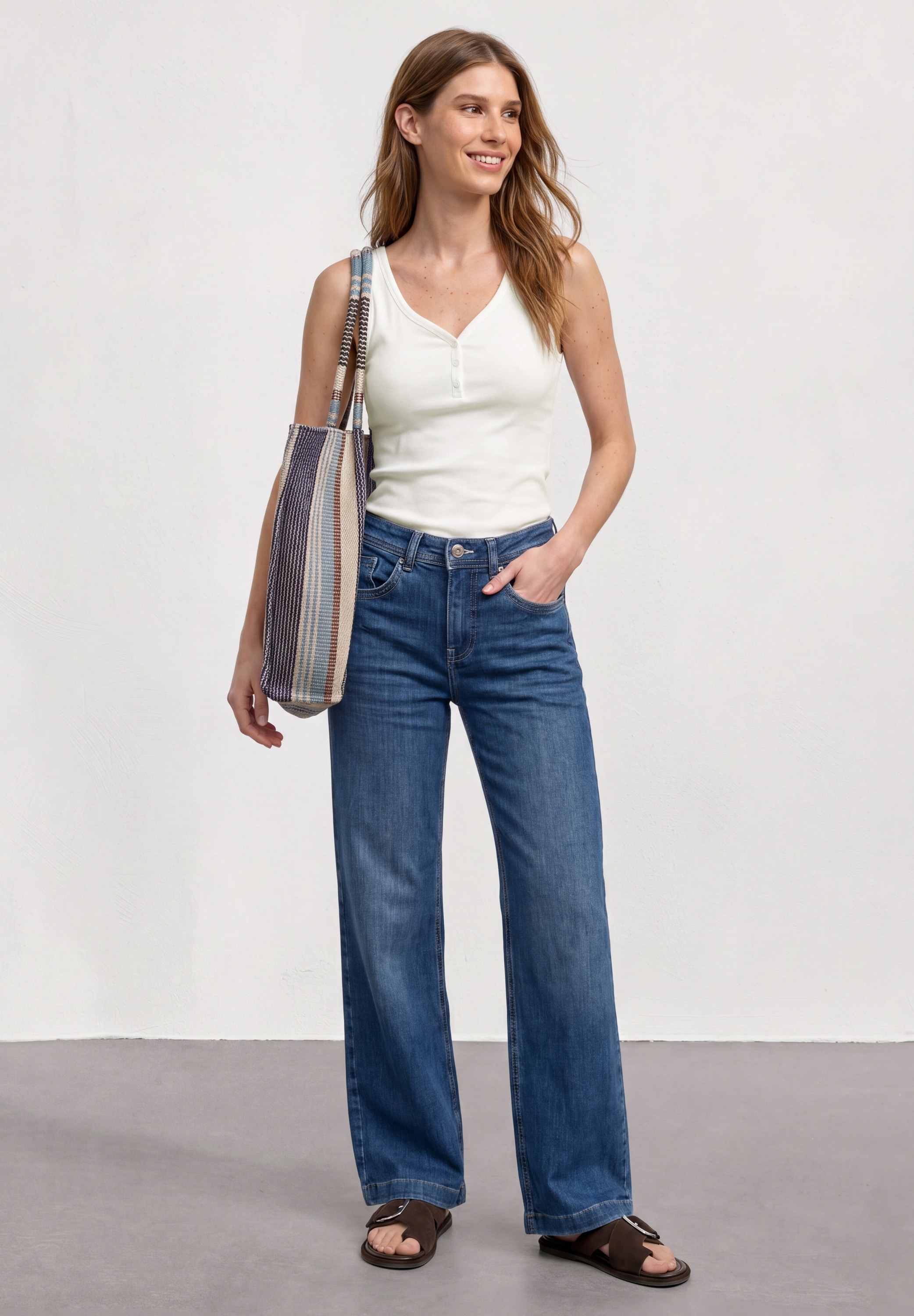 STREET ONE Débardeur à côtes Sommertop mit V-Neck