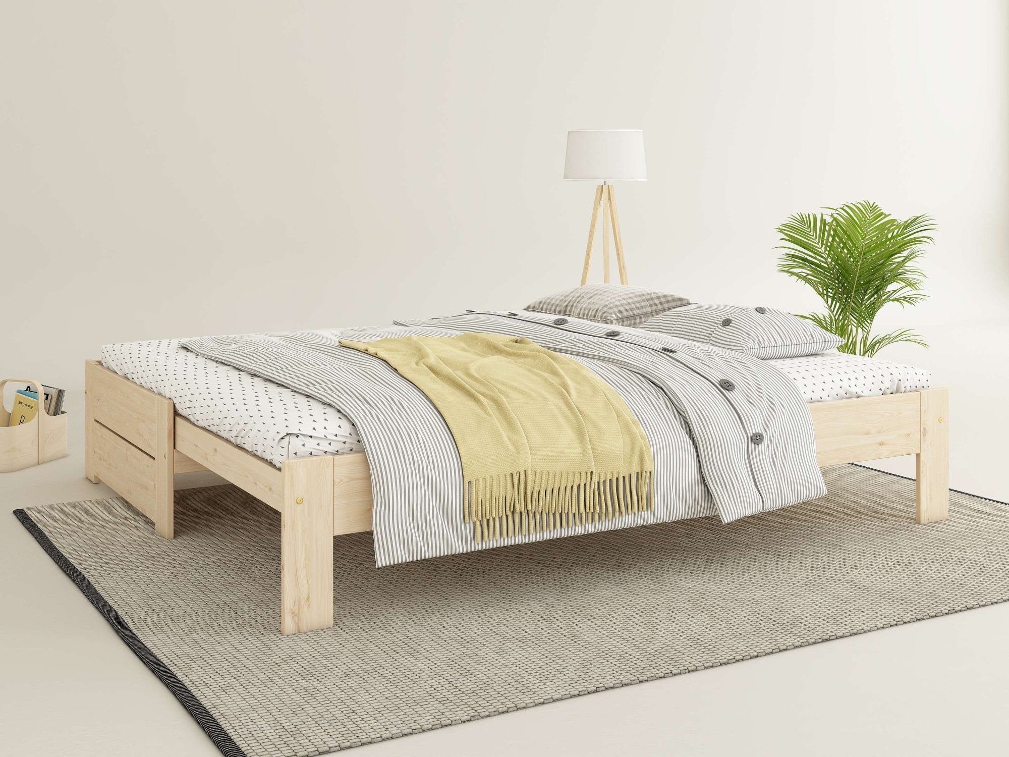 Image of GOODproduct Massivholzbett "Imme, ausziehbar 90cm-180cm, ideal für Schlafbesuch, mit Lattenrost" Liegefläche 2x 90x200cm, Massive Kiefer, Schubkasten optional, Belastbarkeit 180 KG