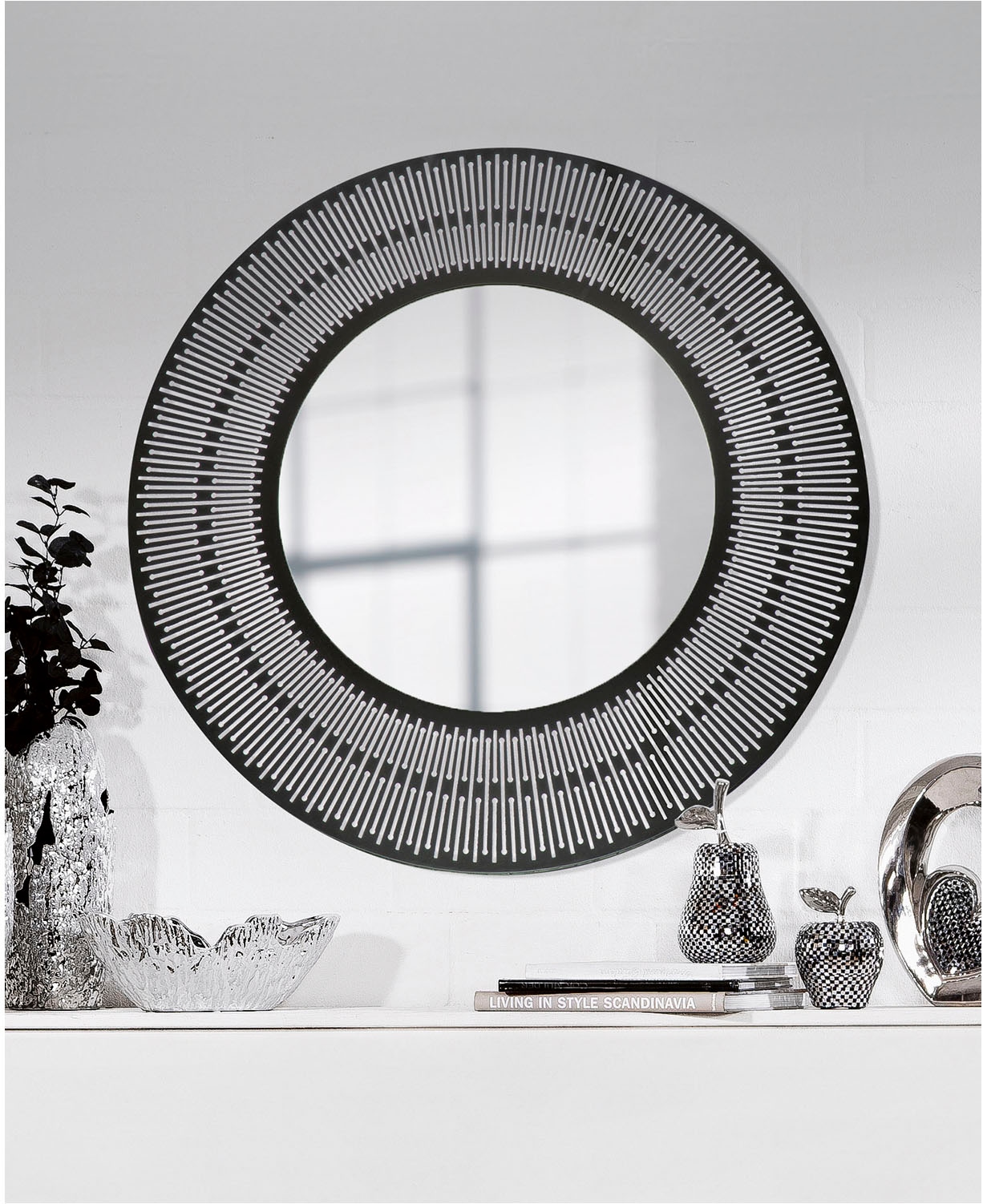 Image of Casablanca by Gilde Wandspiegel "Spiegel rund Como schwarz H. 76 cm"