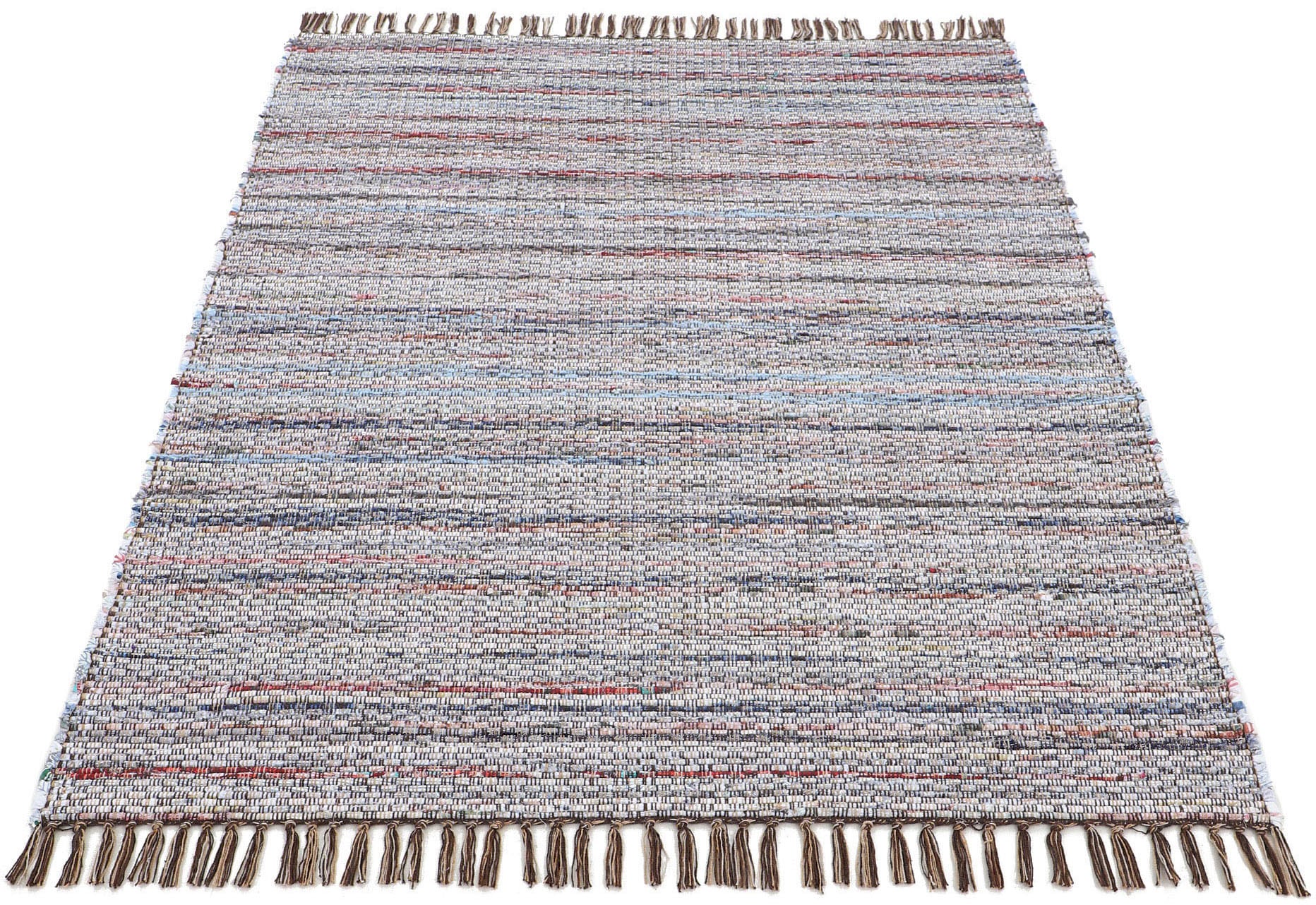 Image of carpetfine Teppich "Kelim Chindi, Wendeteppich" rechteckig 6 mm Höhe handgewebt, Fleckerlteppich mit Fransen, auch vielen in Läufergrössen