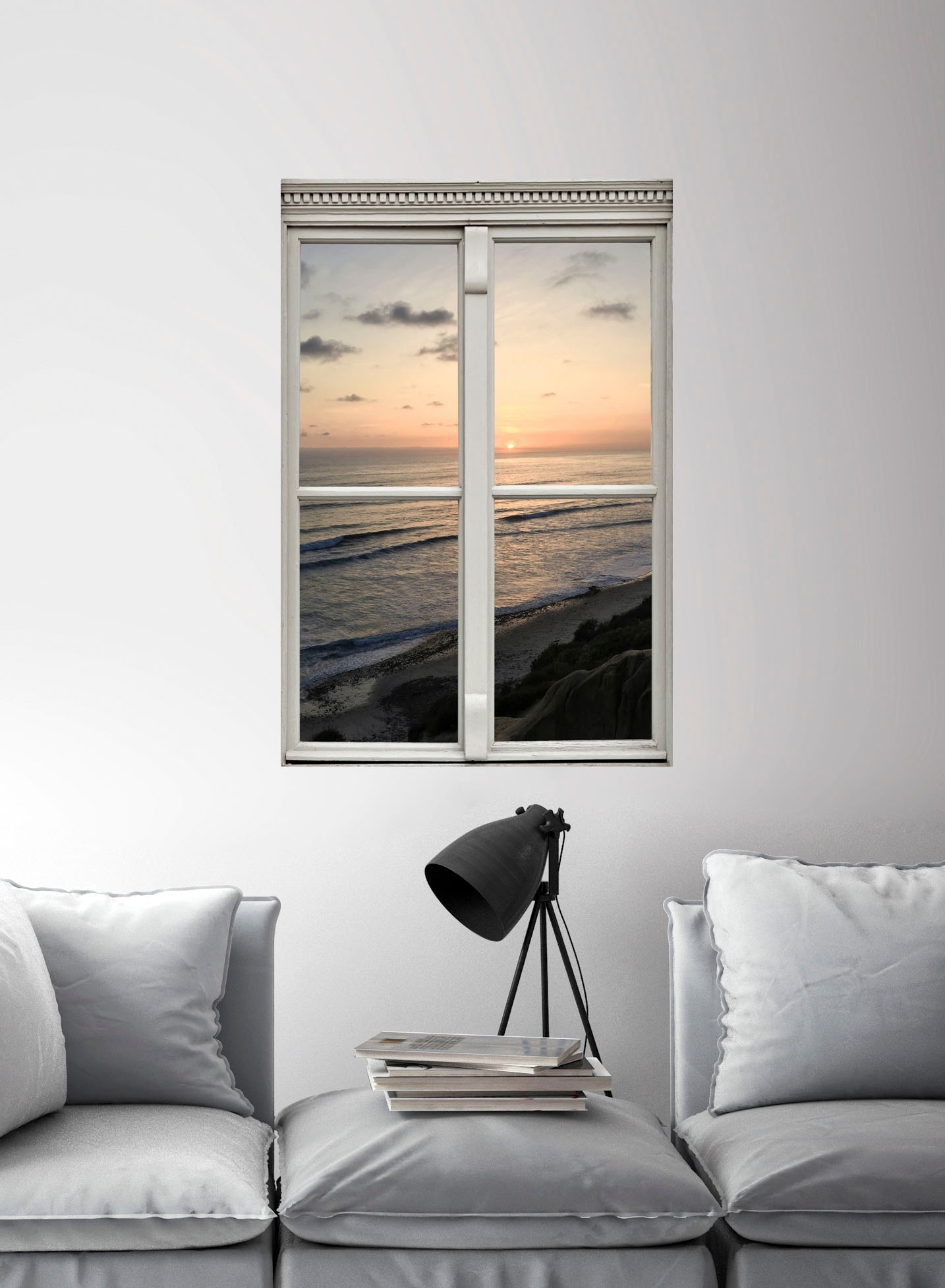 queence Wandsticker »Sonnenuntergang«, Wandsticker, Wandbild, selbstklebend, 3D, Fenster