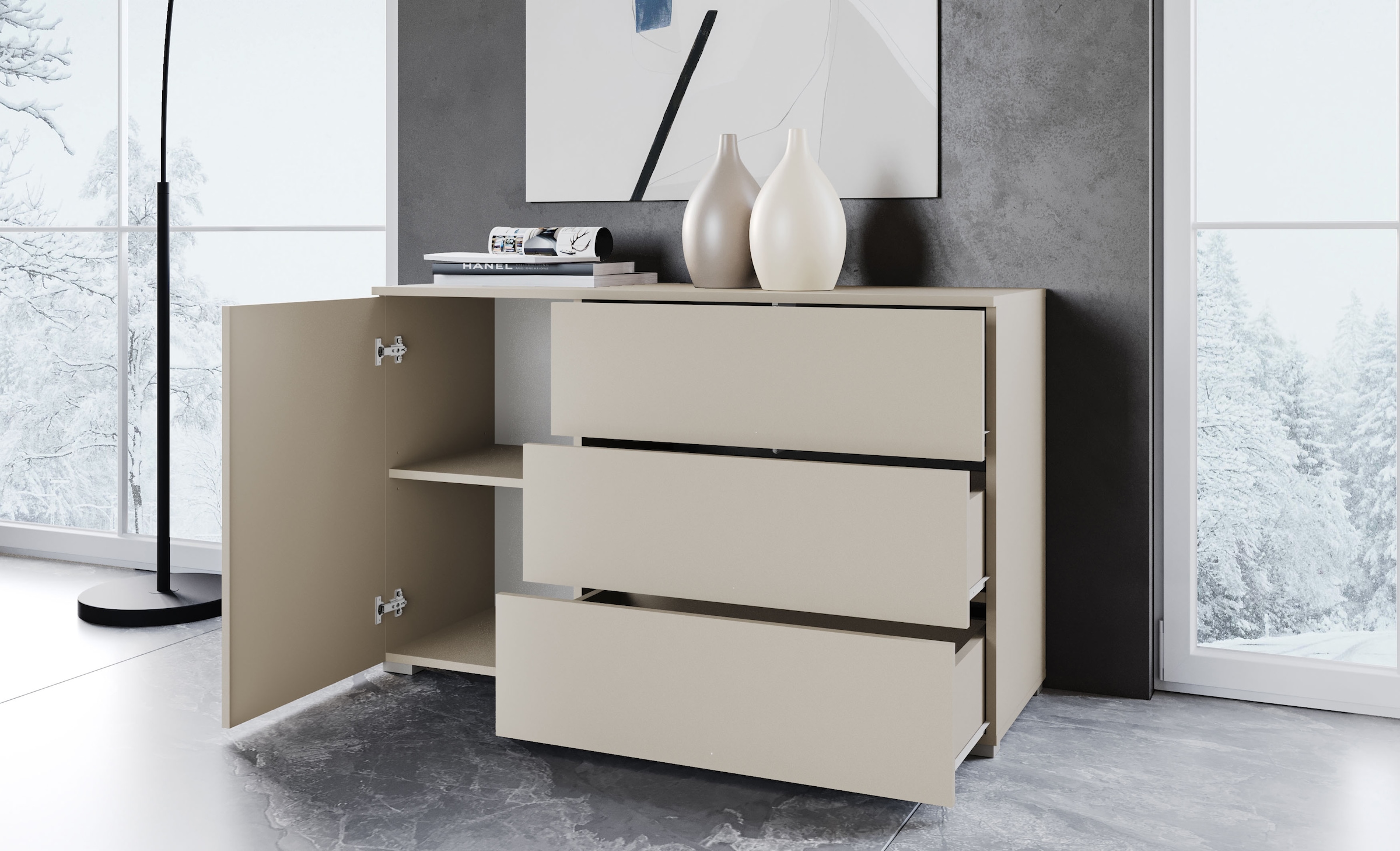 GOODproduct Sideboard »PARIS« 1 Stk. tlg. Moderne 110cm breite grifflose Kommode, vielseitig einsetzbar