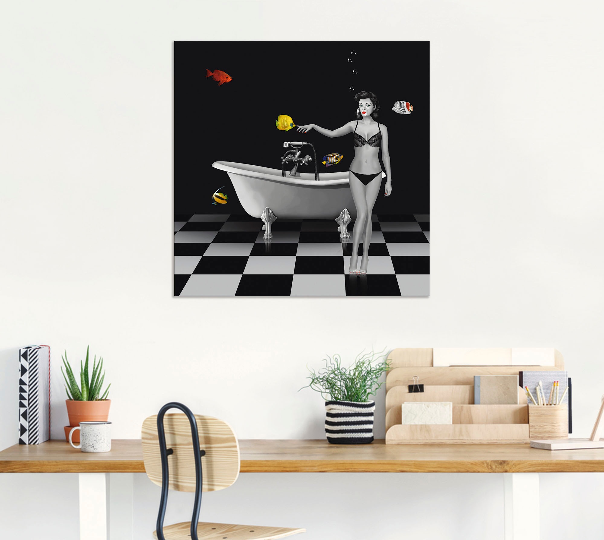 Artland Wandbild »Ein Badezimmer für Fische«, Frau, (1 St.), als Alubild, Outdoorbild, Leinwandbild in verschied. Grössen