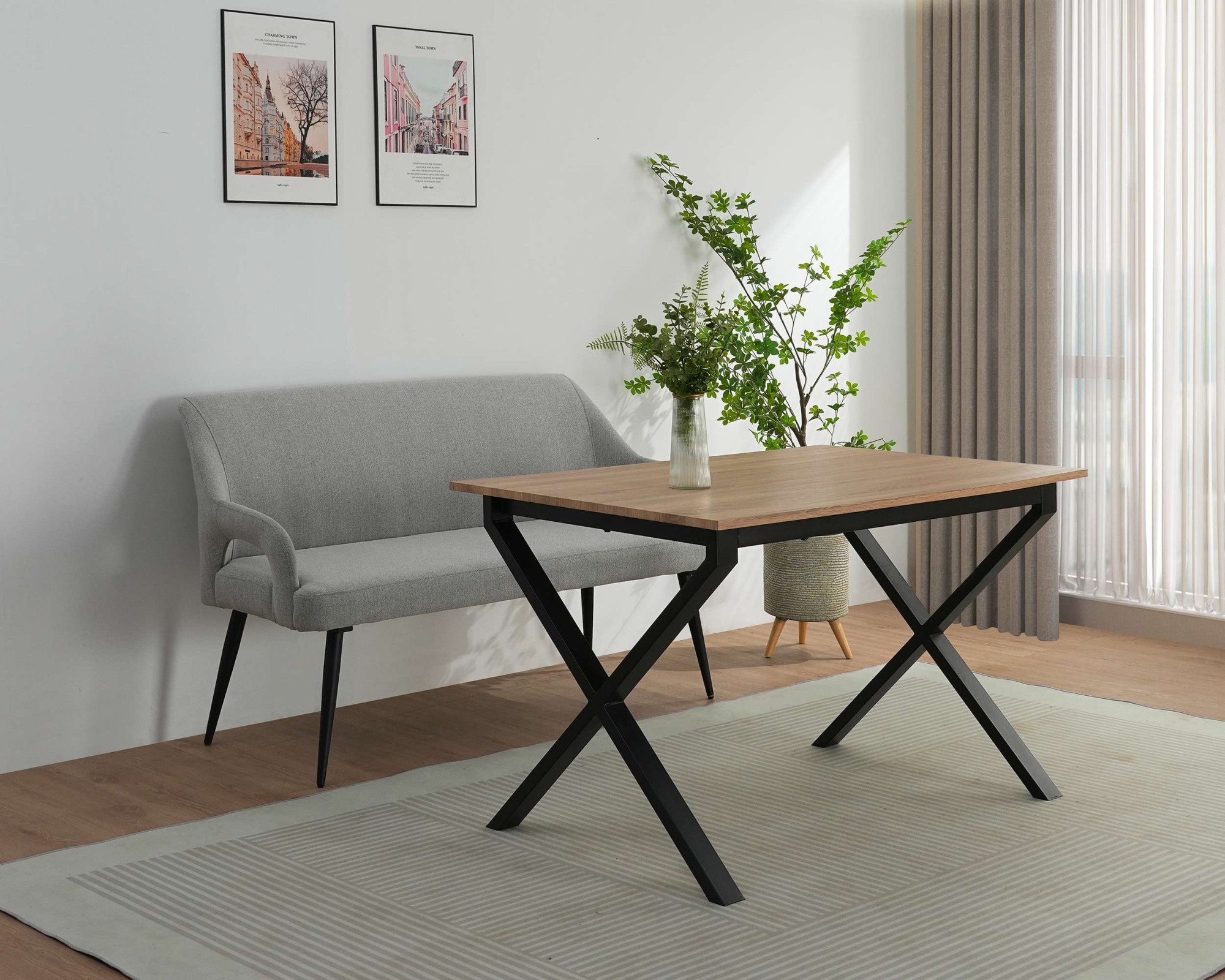 GOODproduct Essbank »Darragh« schwarze Metallbeine, pflegeleichter Webstoff Bezug, Breite 140 cm