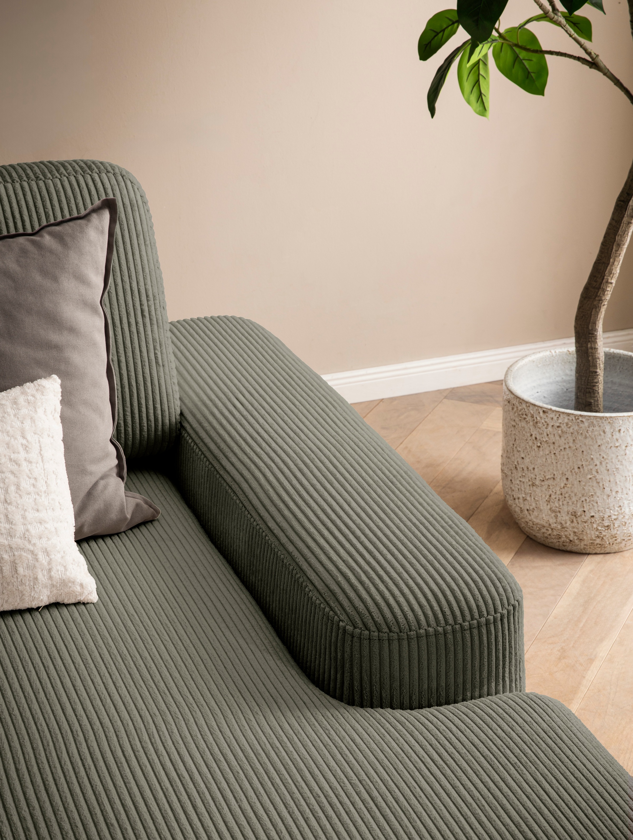 INOSIGN Ecksofa »TORGE (264cm), Schlafsofa in Cord, Samtvelours o Struktur fein, L-Form«, Schlaffunktion, Bettkasten, Liegefläche: 125/210 cm