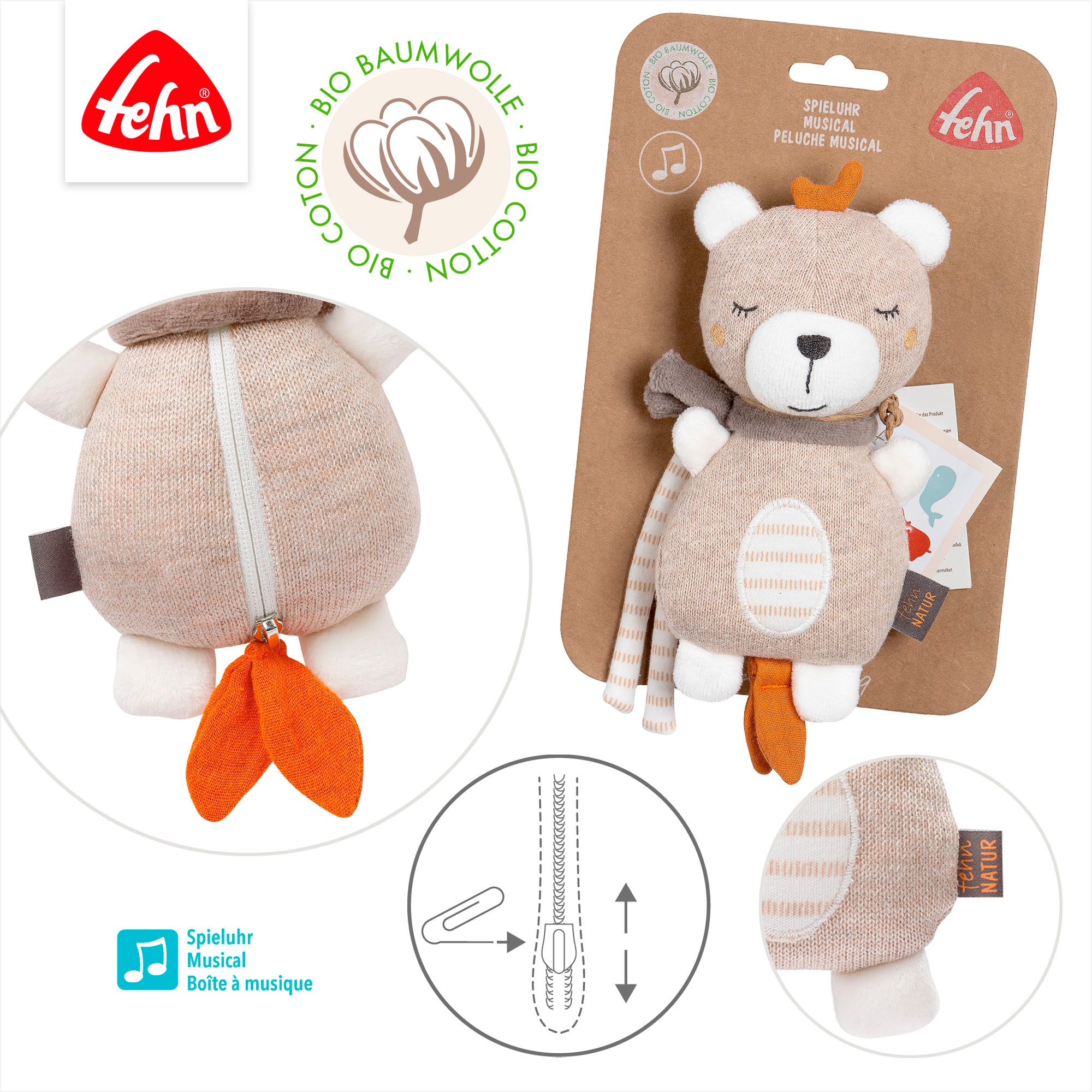 Fehn Spieluhr »fehnNATUR, Mini-Spieluhr Teddy«