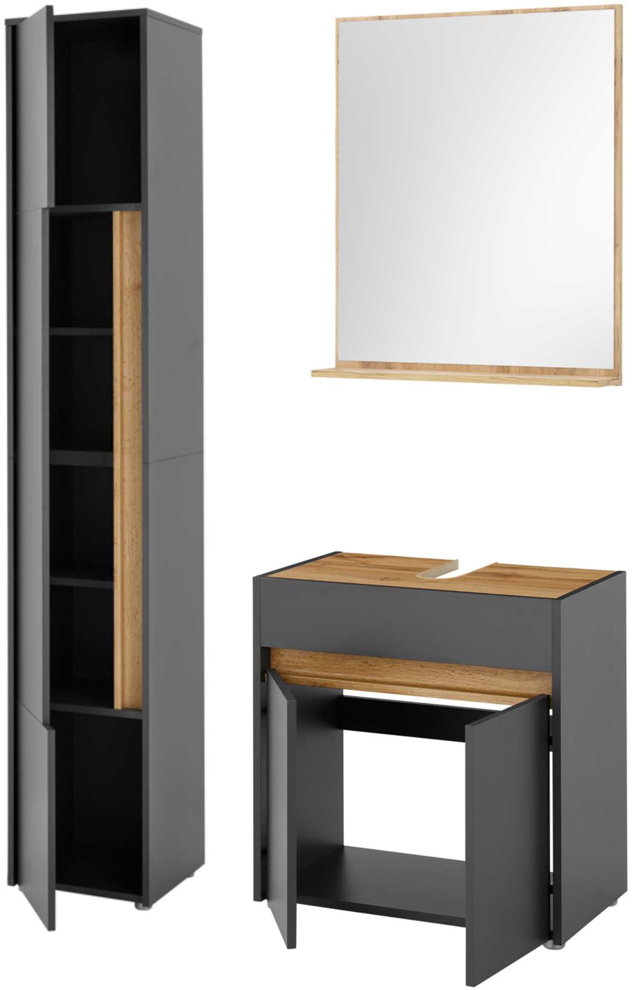 Home affaire Badmöbel-Set »CITY/ GIRON, Bad im zeitlosen Design, 3-teiliges Badezimmer« Set, 3 Stk. tlg.