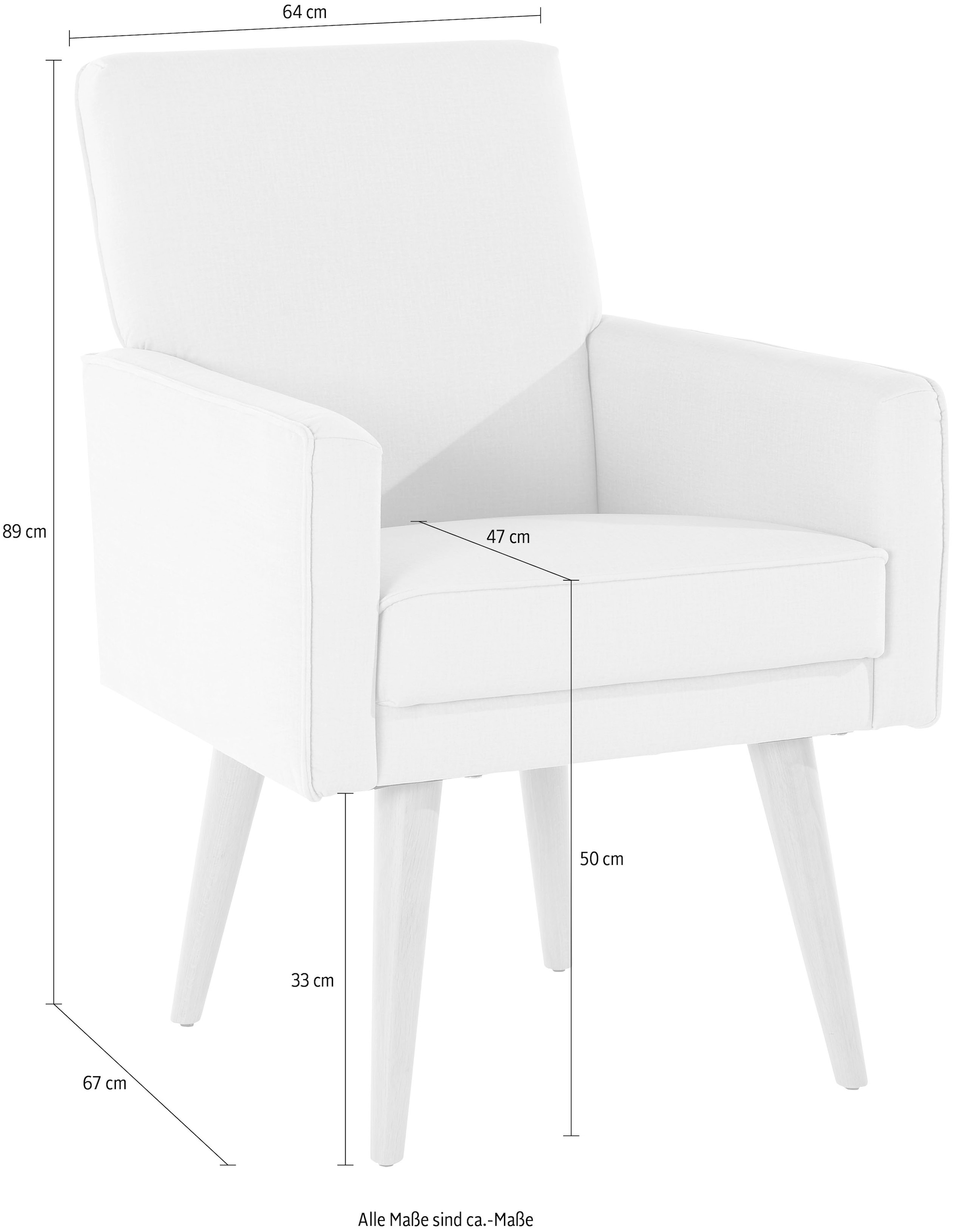 exxpo - sofa fashion Sessel »Lungo, Loungesessel mit moderner Kedernaht, bequem und elegant«, Breite 64 cm, hoher Holzfuss