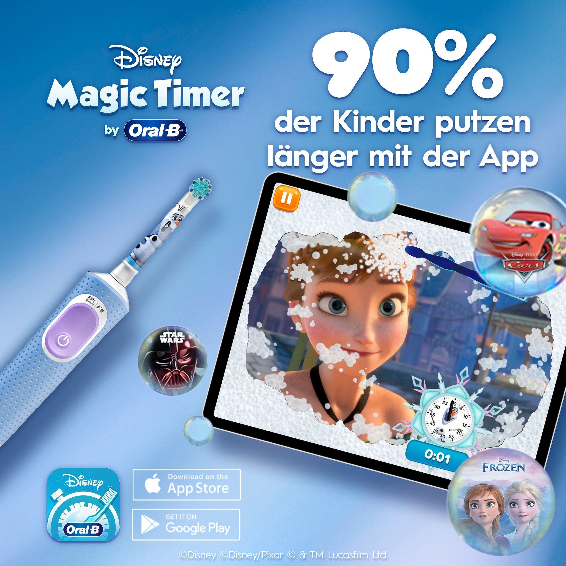 Oral-B Brosse à dents électrique »Pro Kids Frozen« 1 cuis Aufsteckbürsten für Kinder ab 3 Jahren