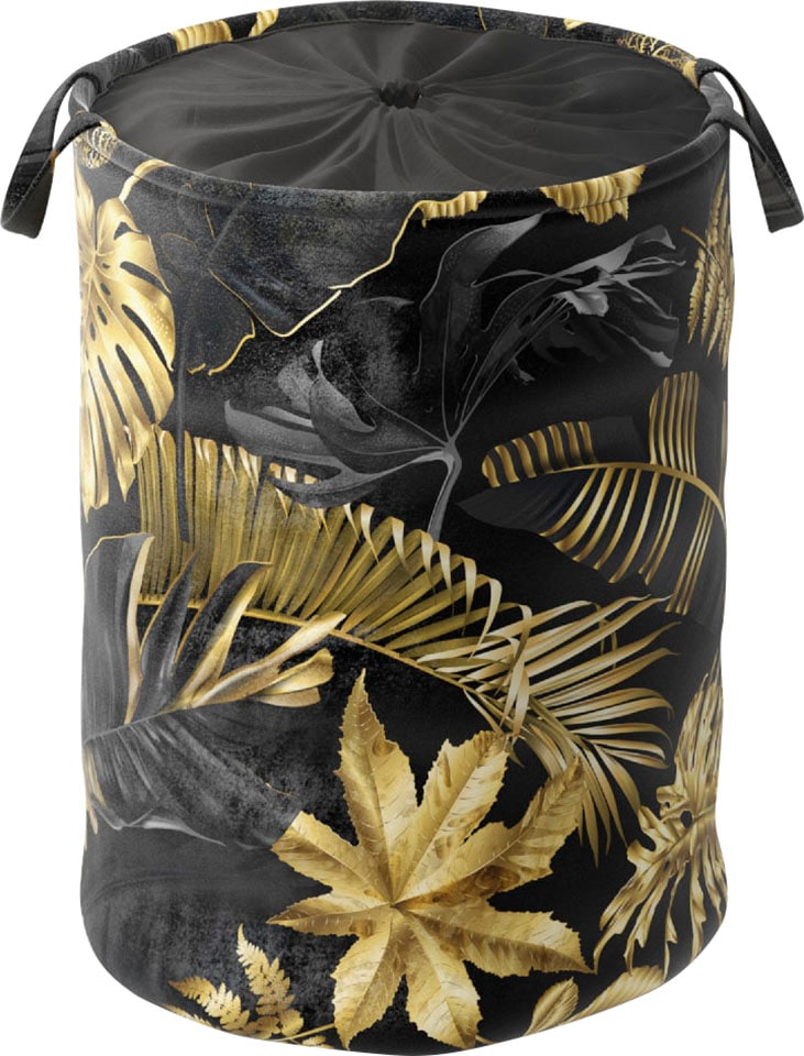 Wäschekorb »Goldfarbenen Leaves«, kräftige Farben, samtweiche Oberfläche, mit Deckel