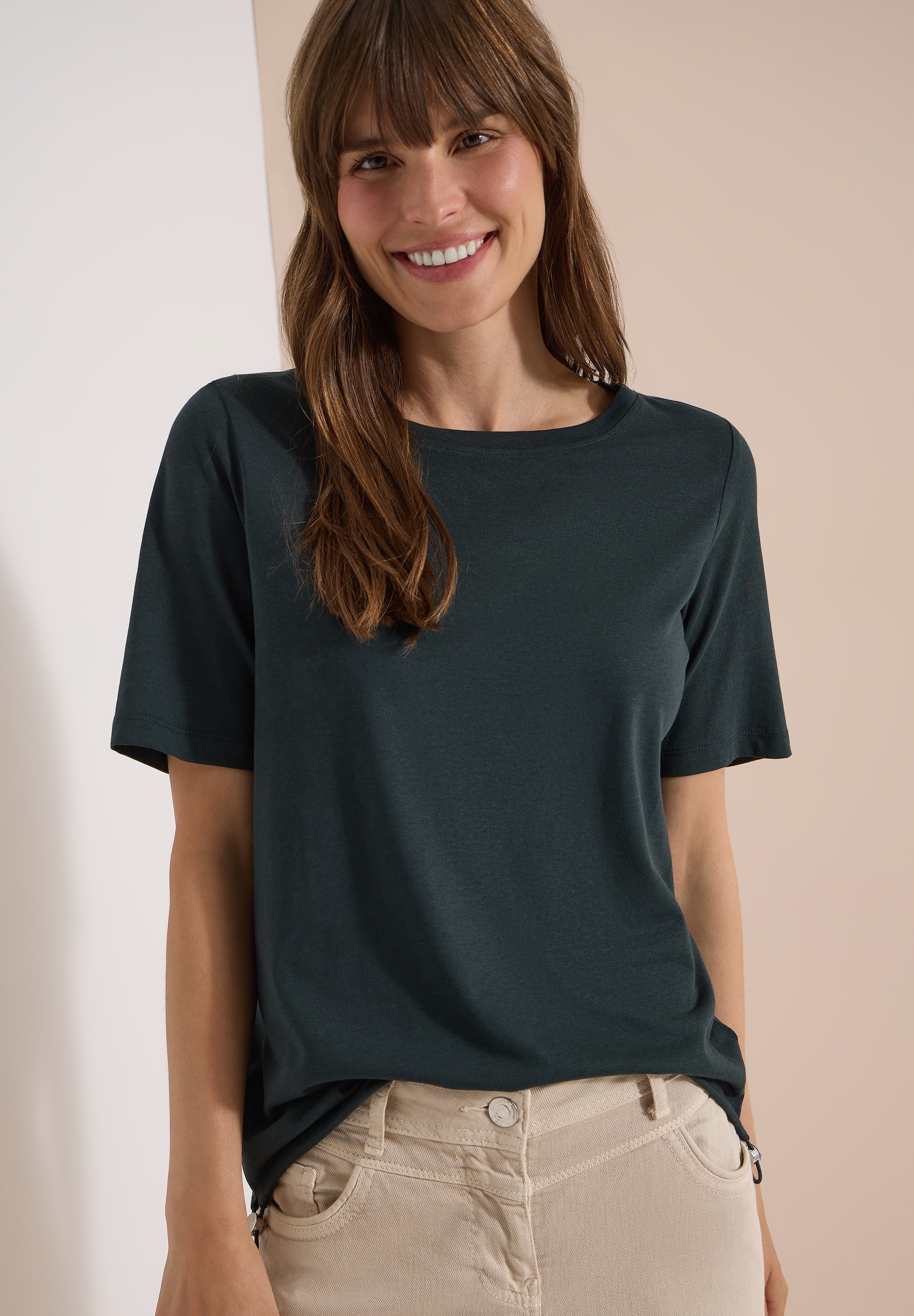 Cecil T-Shirt aus Baumwollmix mit Modal, pflegeleichte Jersey-Qualität
