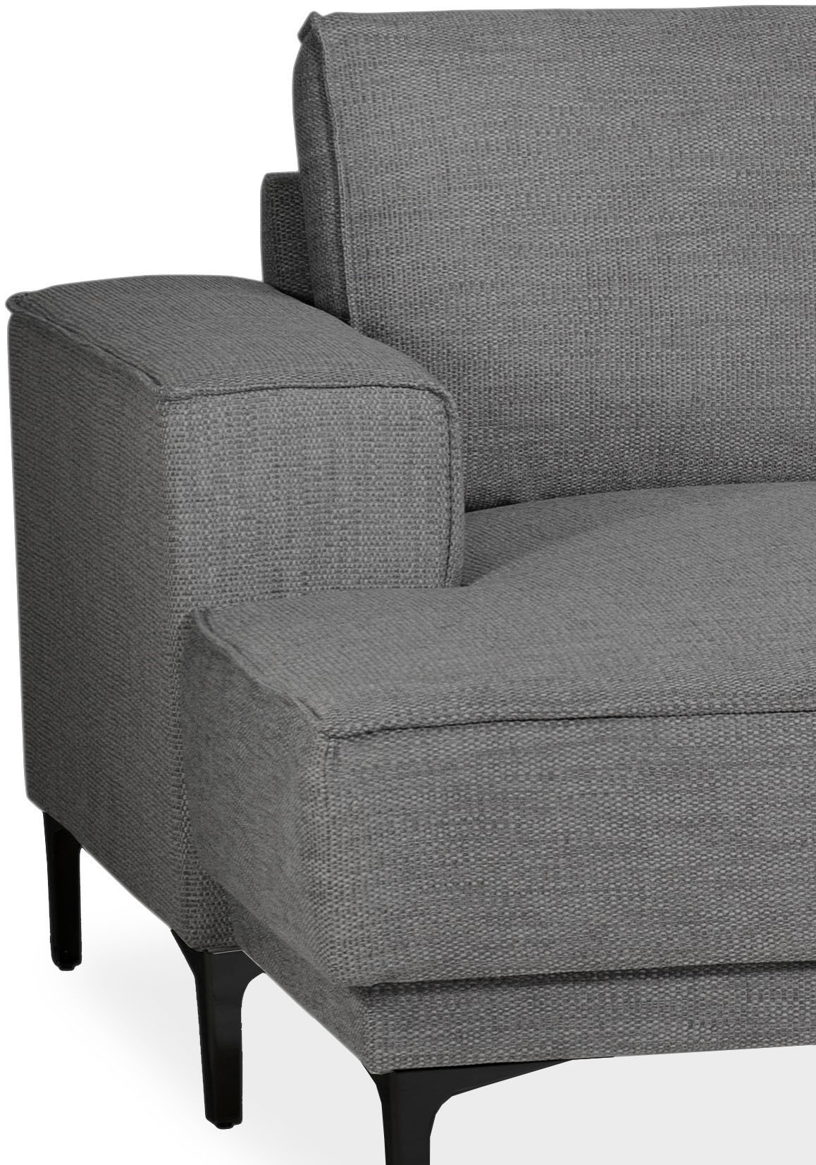 Places of Style Wohnlandschaft »XXL Sofa Oland, Struktur, Flachgewebe, Luxus-Microfaser, Boucle«, U-Form, 345 cm, Wellenunterfederung, Skandi-Design, Metallfüsse