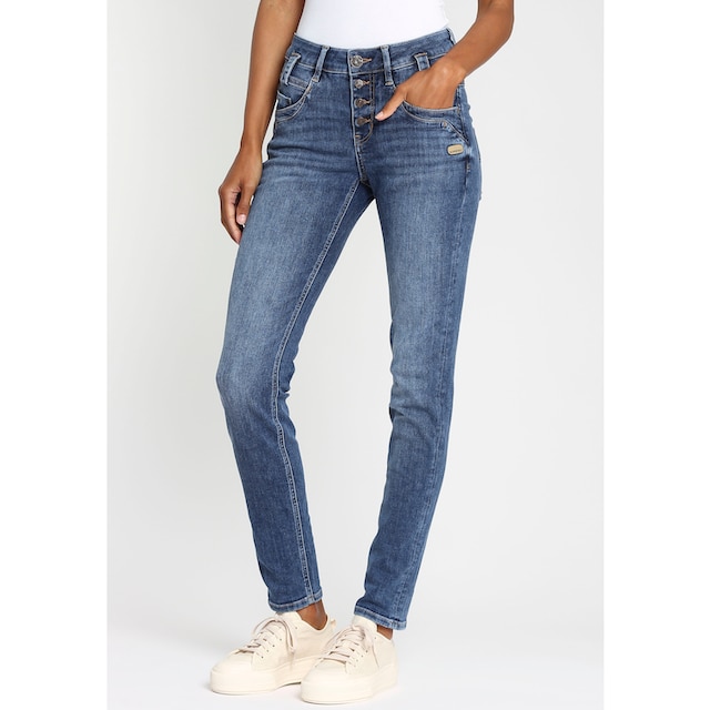 ♕ GANG Slim-fit-Jeans »94CARLI«, mit offener Knopfleiste versandkostenfrei  auf