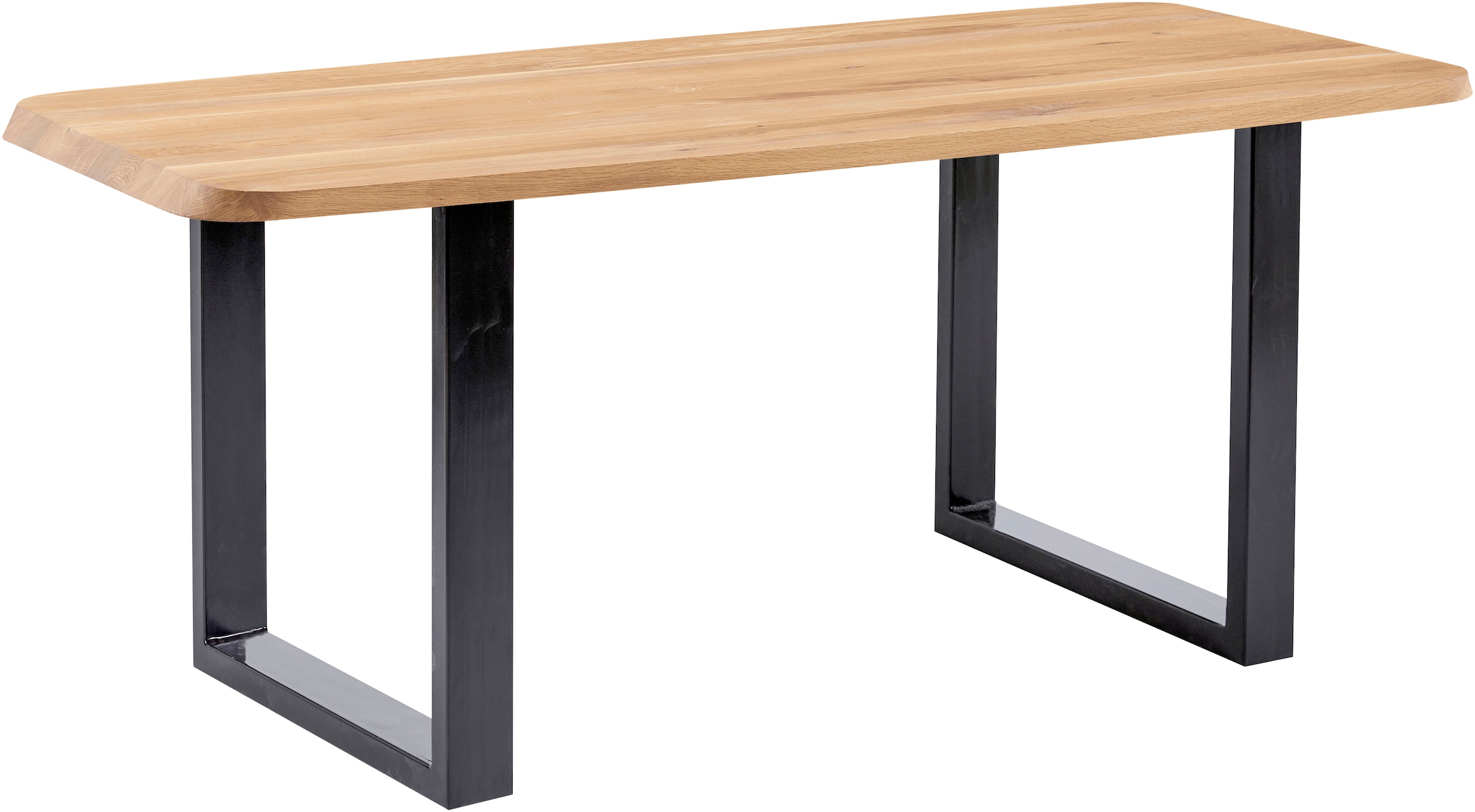 massivline&more Table de salle à manger »Porto, Vierfusstisch, Küchentisch, Tisch, Esstisch, Holztisch« 2 cuis tlg. plaque massive, cadre en métal peint en poudre noir