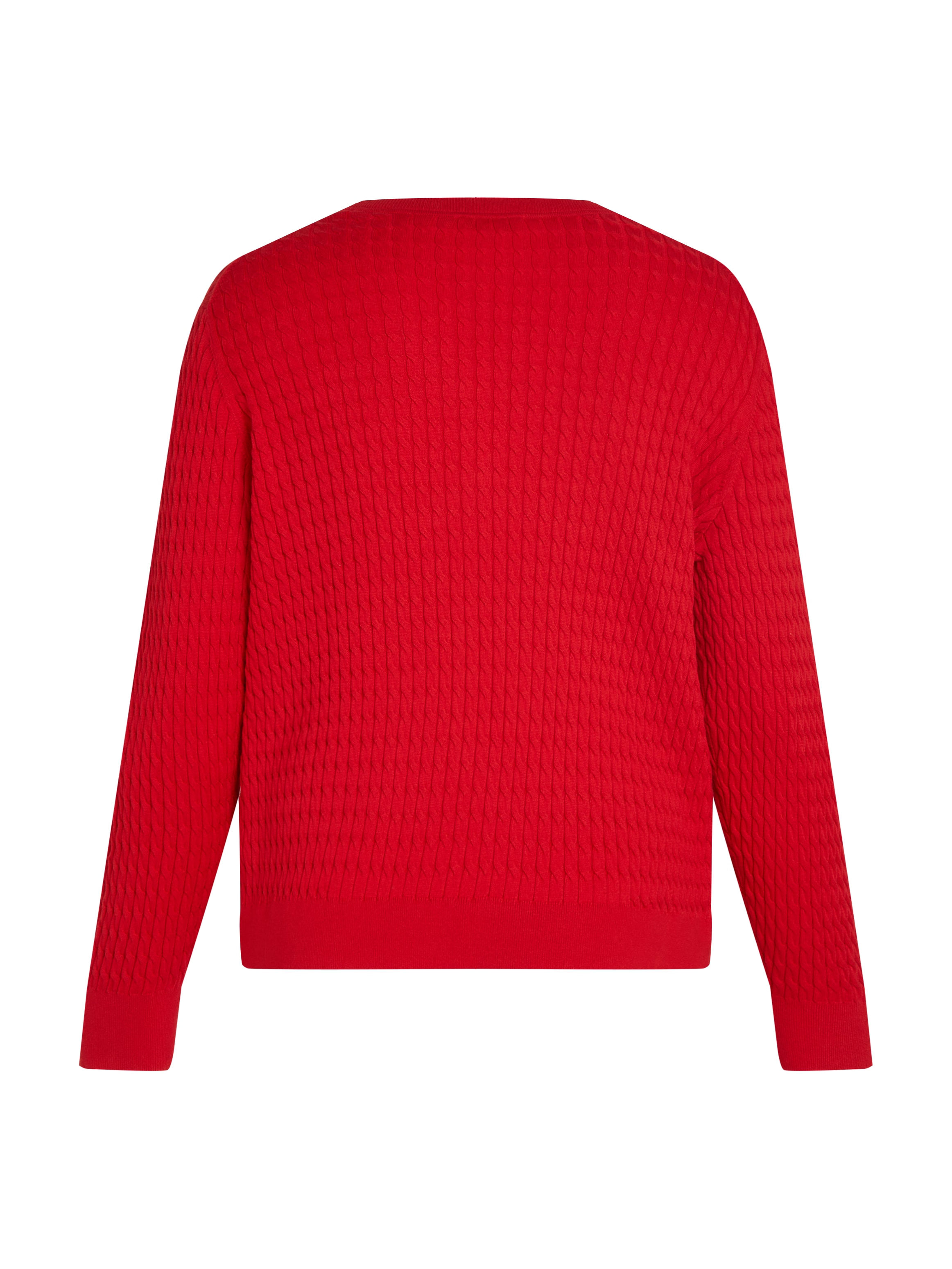 Tommy Hilfiger Curve Rundhalspullover »CRV CO CABLE C-NK LS SWEATER«, in Grossen Grössen, Zopfmuster, Logostickerei
