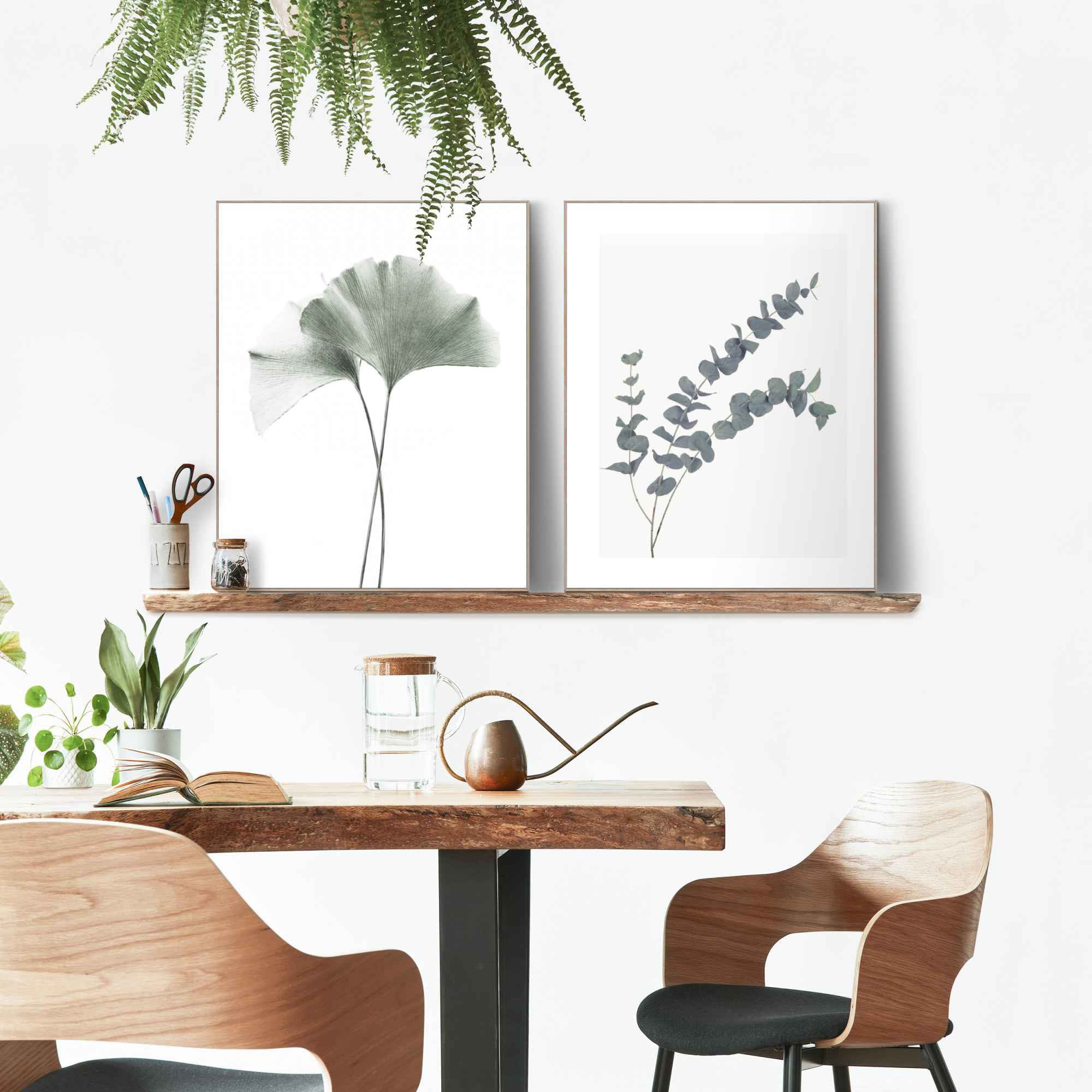 Image of Reinders Bild mit Rahmen "Eukalyptus blatt Pflanze" Blätter 2 Stk. tlg. Ginko - Naturmotiv - Botanisch