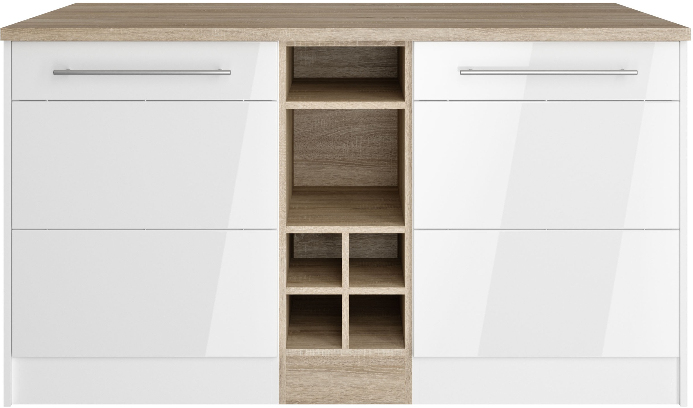 Image of KOCHSTATION Kücheninsel "KS-Wien" Breite 153 cm, MDF-Fronten, Flaschenregal