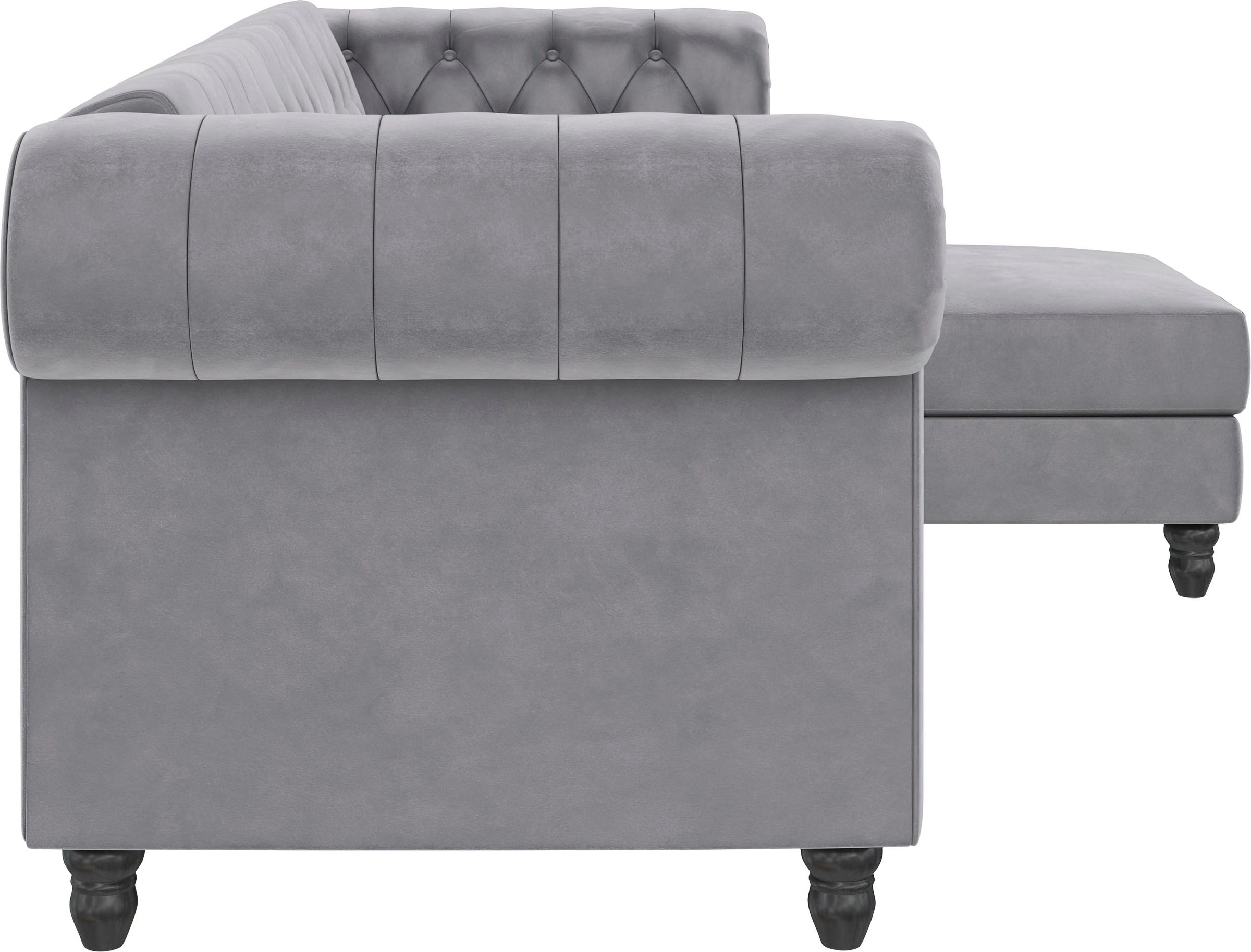 Dorel Home Ecksofa »Felix, L-Form, 241 cm (Liegefl.108x195 cm), Recamiere tauschbar,« verstellb. Rückenlehne, Bett-Funktion, Velours, Kunstleder, Vintage