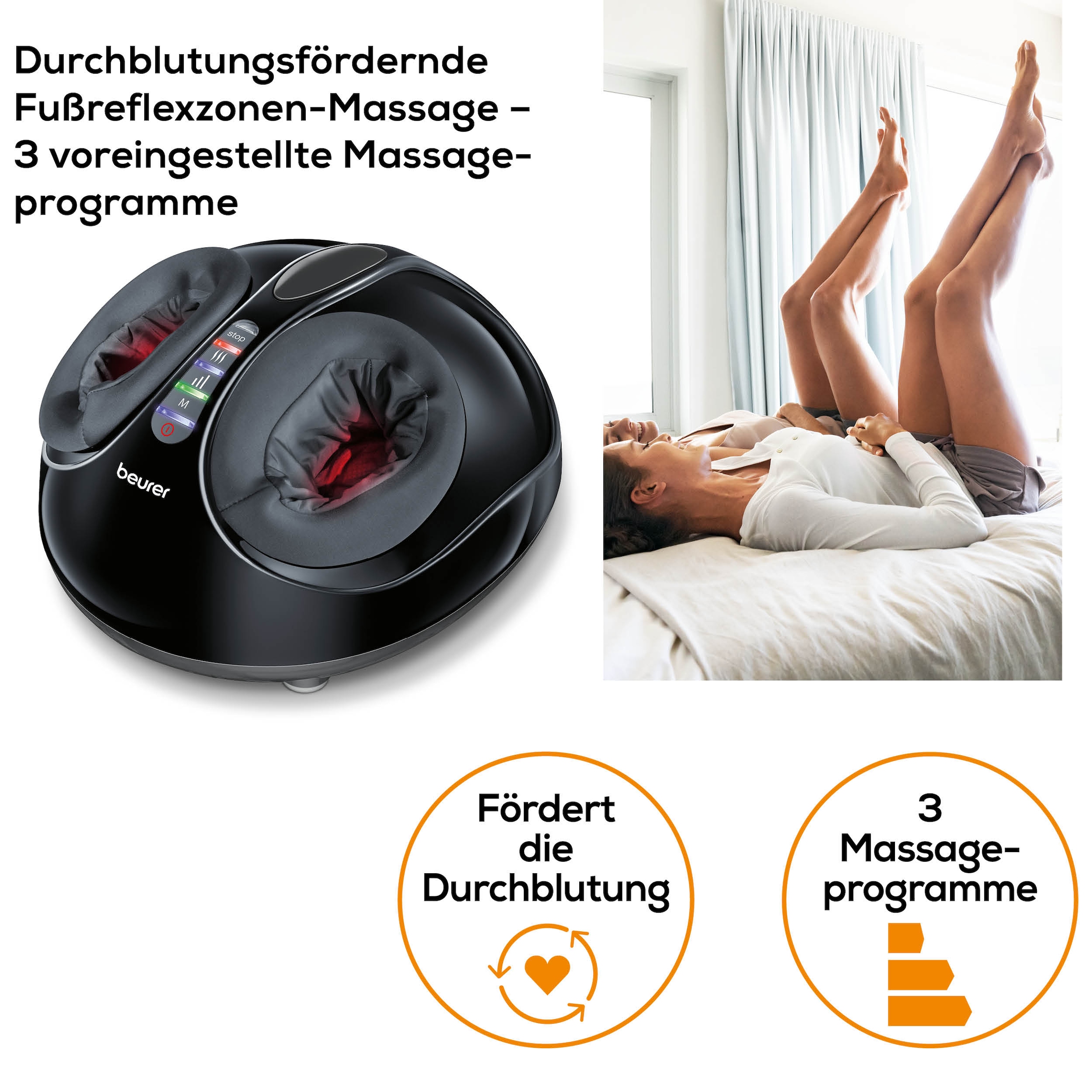 BEURER Fussmassagegerät »FM 90 mit Shiatsu- und Luftdruckmassage, durchblutungsfördernd«, Mit Wärmefunktion, 3 Intensitätsstufen, durchblutungsfördernd