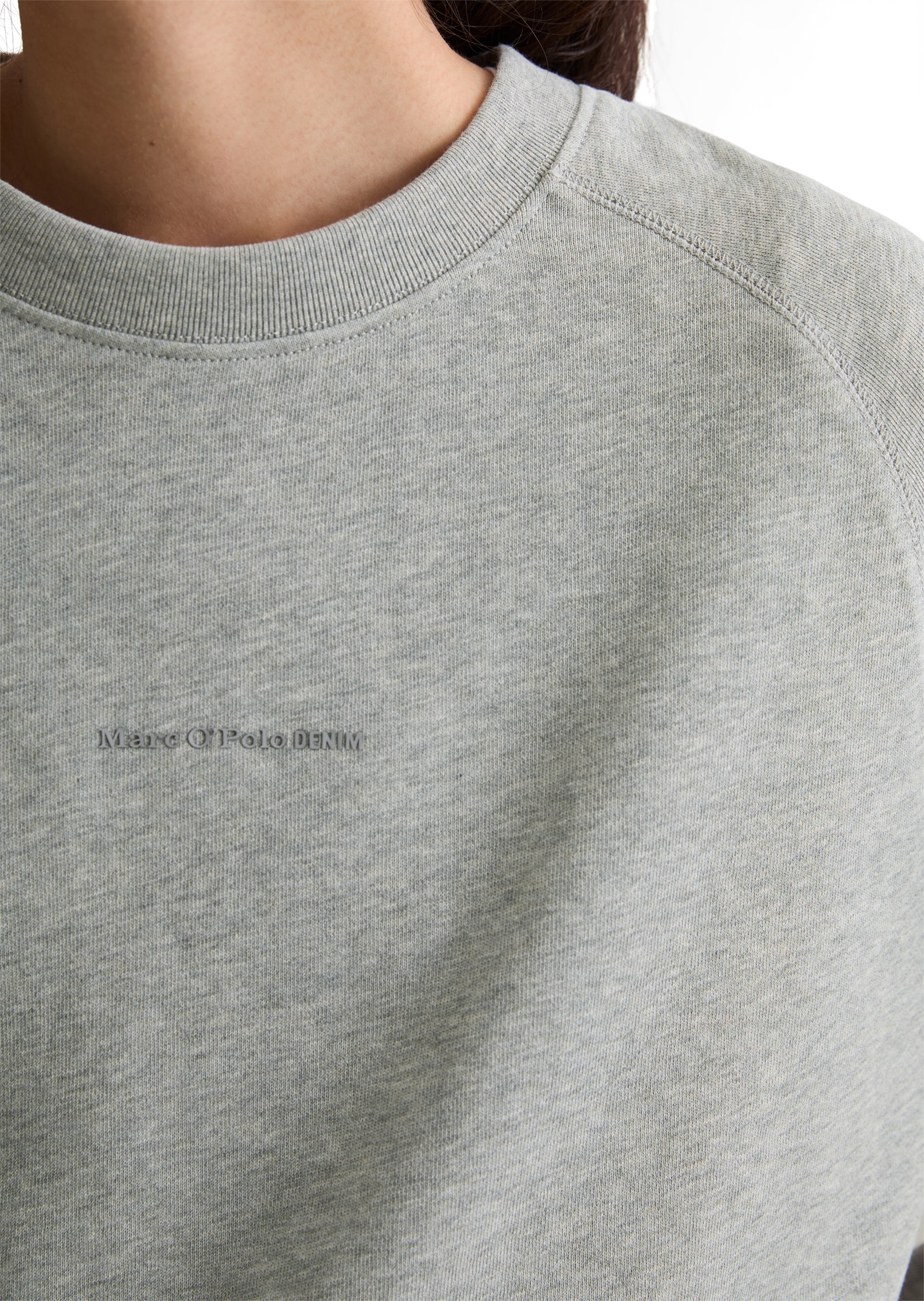 Marc O'Polo DENIM Sweatshirt , Bio-Baumwolle, Logo-Schriftzug, Rundhalsausschnitt
