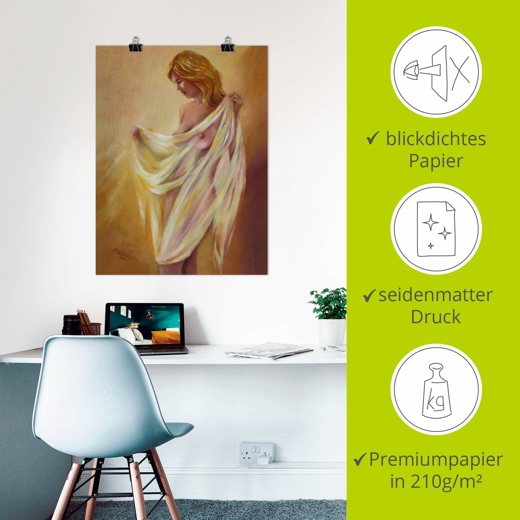 Artland Wandbild »Akt mit Tuch« Frau 1 Stk. tlg. als Leinwandbild, Poster in verschied. Grössen