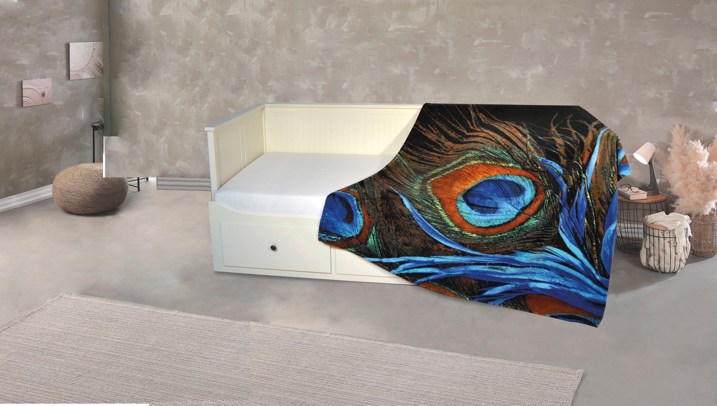 KiNZLER Wohndecke "Mikrofaser Fotodruck "Pfau"" Kuscheldecke, bedruckt, 150x200 cm