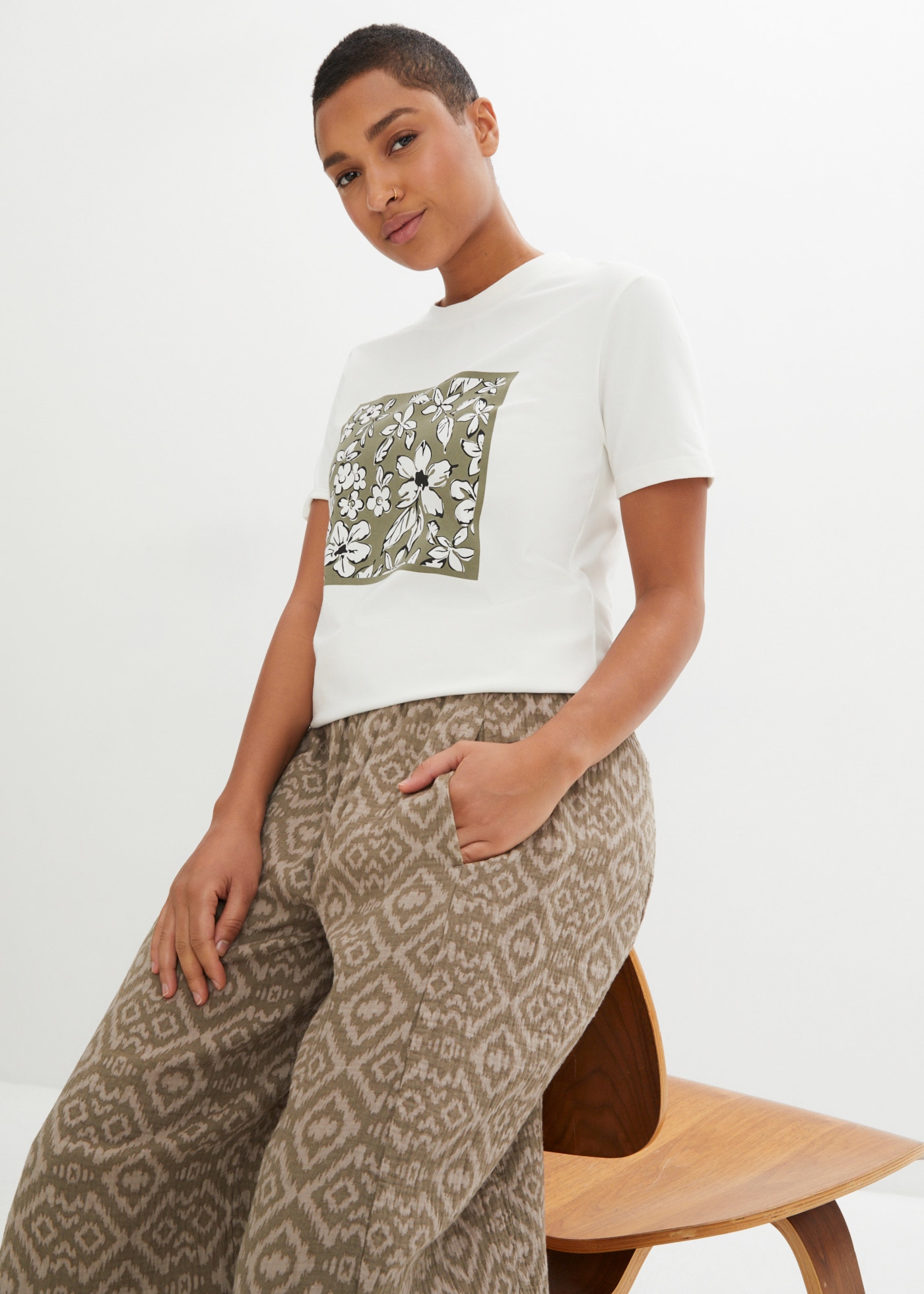 bonprix Pumphose  Loose Fit, weites Bein, aus reiner Baumwolle
