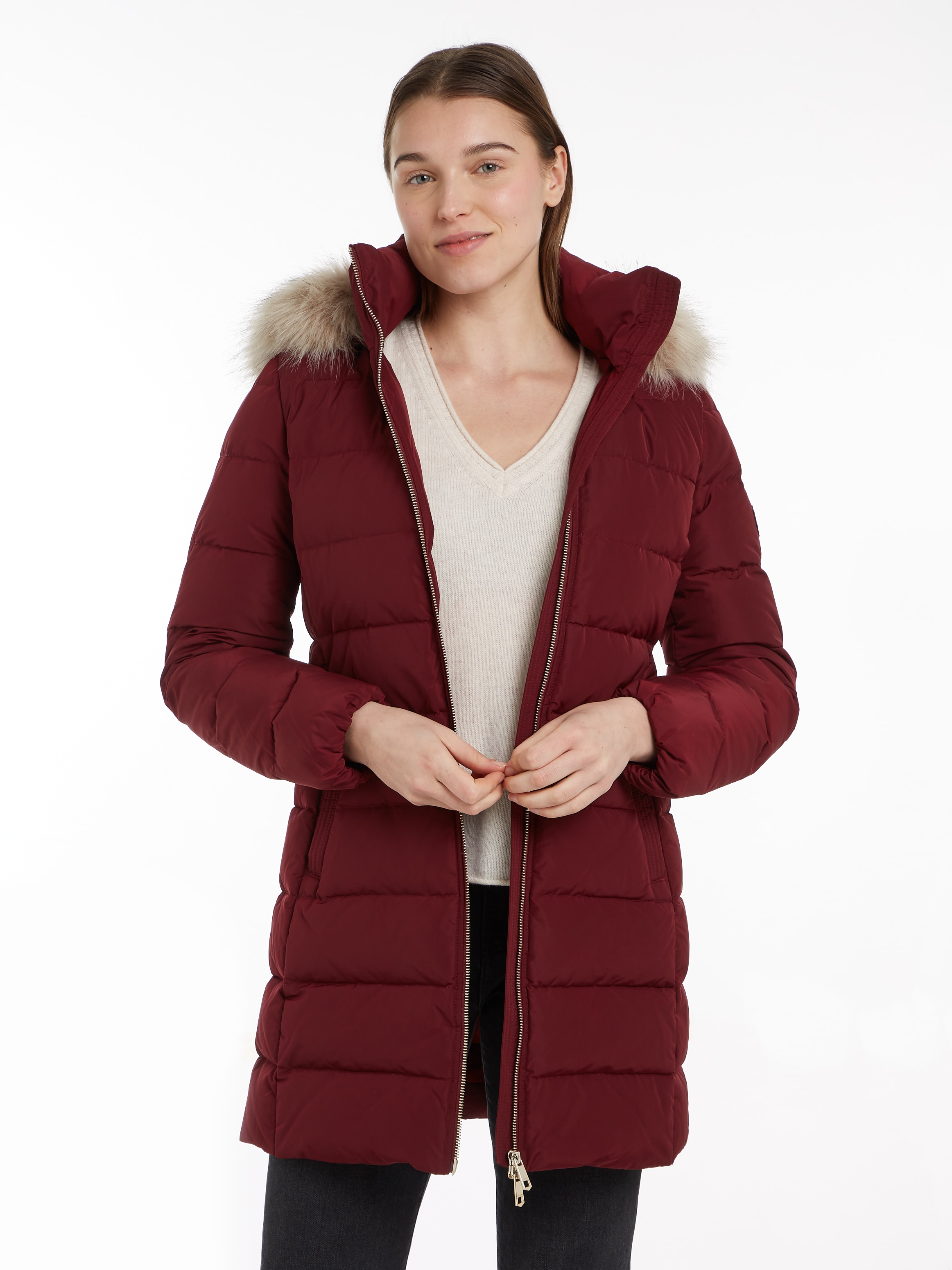 Tommy Hilfiger Steppmantel »HERITAGE DOWN TYRA COAT WITH FUR«, mit Fellimitat