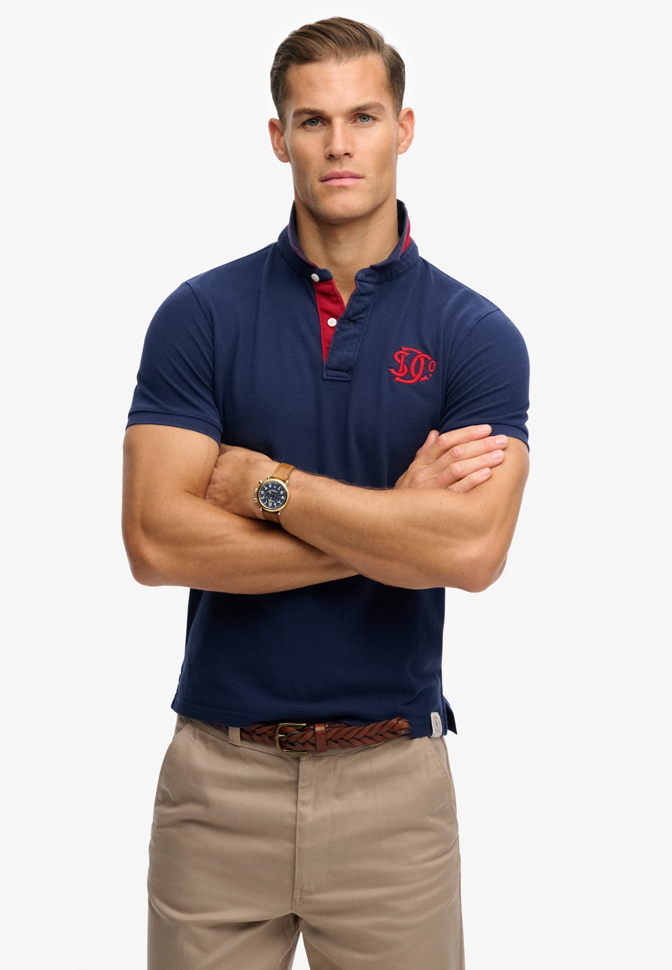 Image of Superdry Poloshirt "PIQUE MONOGRAM POLO" Baumwolle, relaxed fit