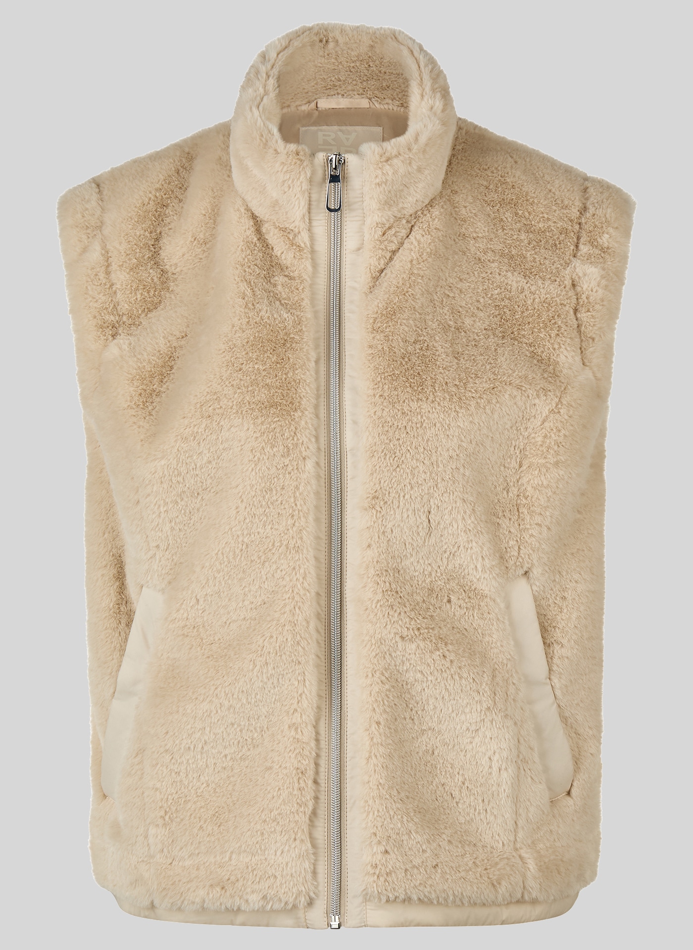 Rabe Gilet en imitation fourrure veste en peluche avec fermeture éclair et col montant
