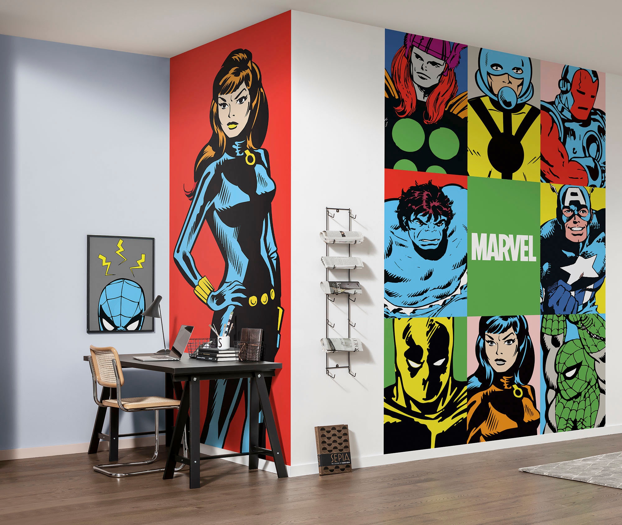 Komar Vliestapete »Digitaldruck Vlies - Marvel PowerUp Team - Grösse 150 x 250 cm«, bedruckt, Kinderzimmer