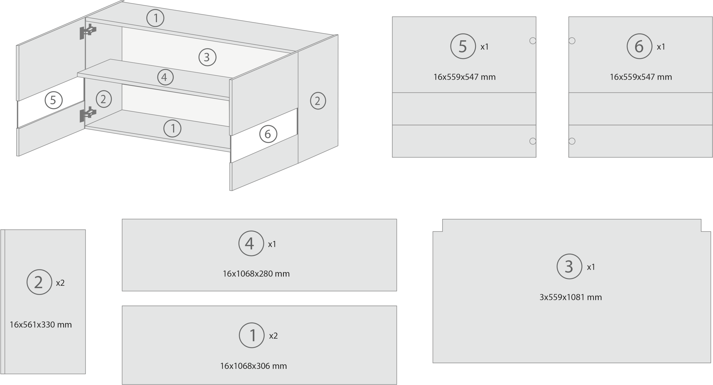 RESPEKTA Armoire suspendue »Merle« Breite 110 cm, mit Soft-Close Funktion, Stangengriffe aus Metall