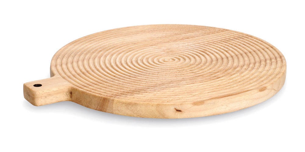 Zeller Present Schneidebrett »Schneidebrett m. Griff "Stripes", Gummibaum« Modernes Rillenmuster