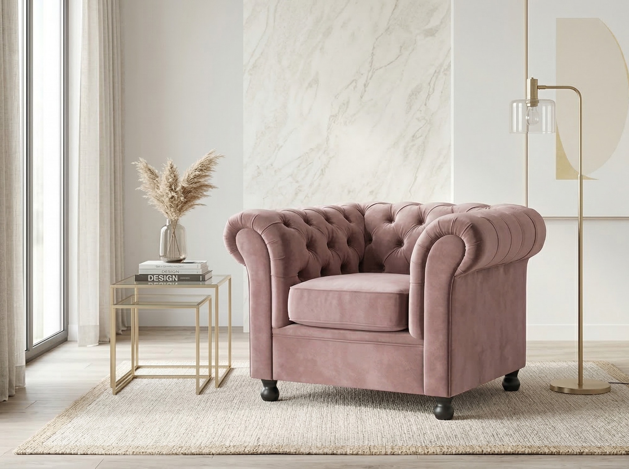 Home affaire Sessel »BRONNOY Chesterfield Sessel mit aufwendiger Knopfheftung, Breite 108cm« Polstersessel mit geschwungenen Armlehnen, Chesterfield-Optik