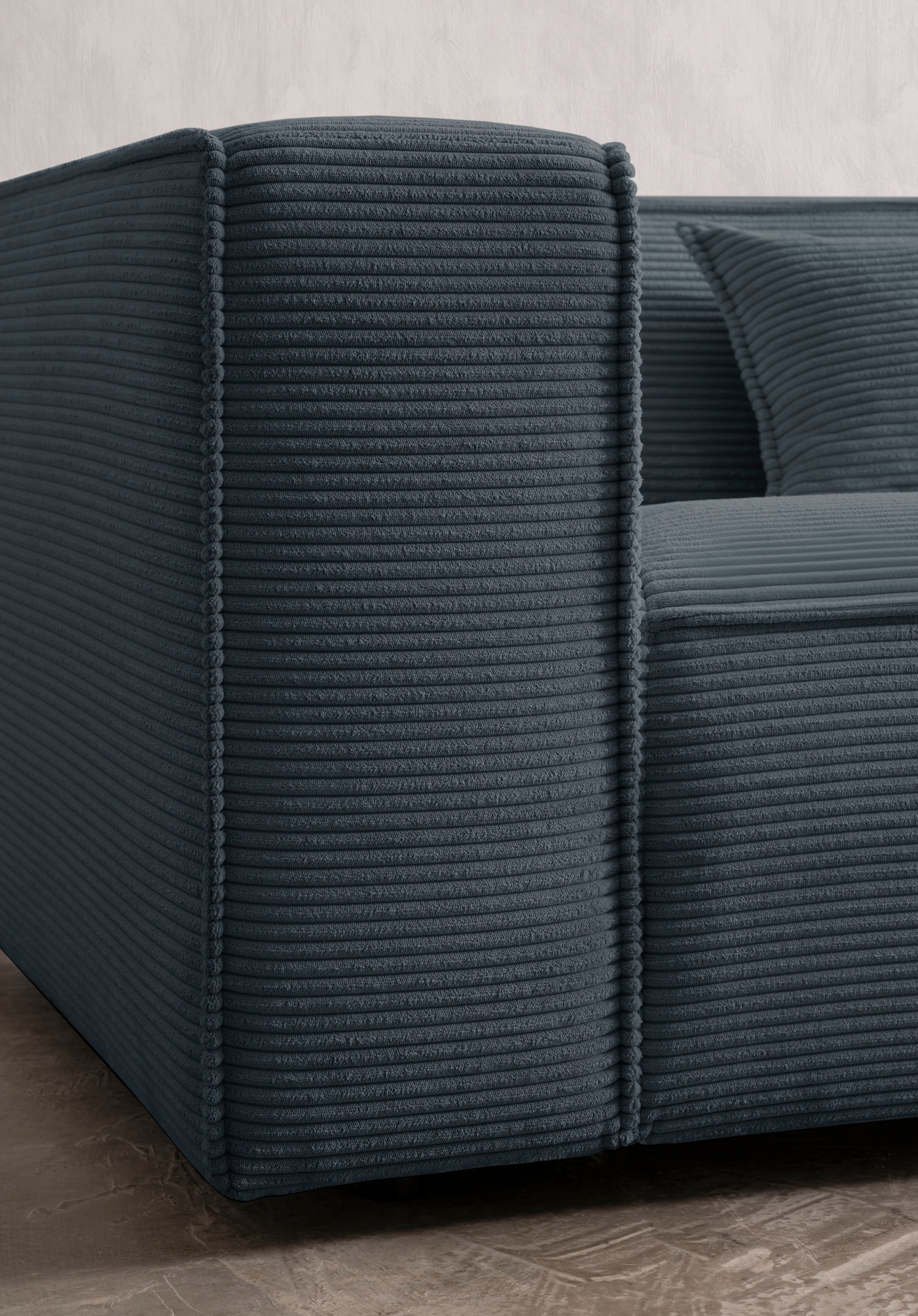 LeGer Home by Lena Gercke 3-Sitzer »PIARA, Couch mit Kedernaht, Sofa in Cord oder Leinenoptik«, schwarze Füsse, bequemer Sitzkomfort