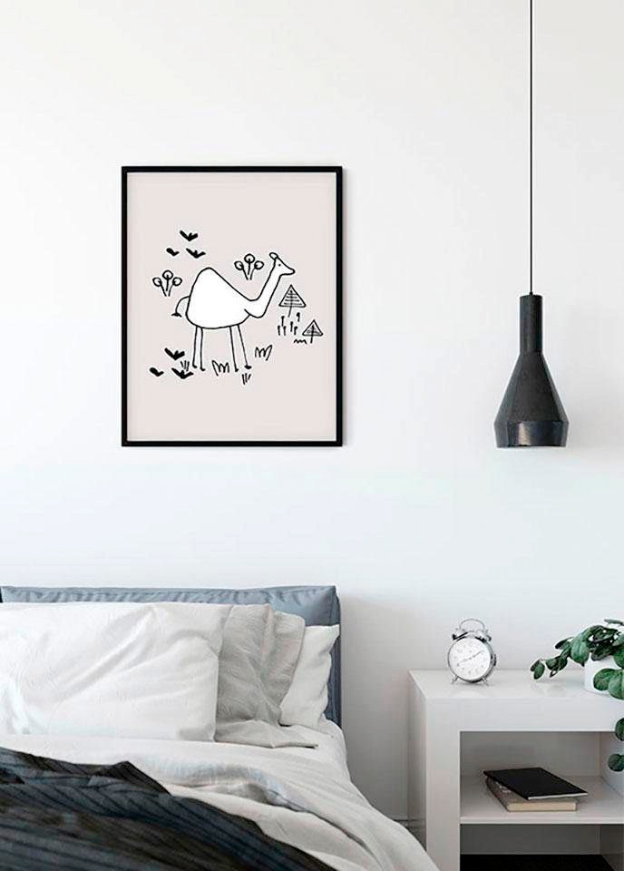 Image of Komar Bild "Scribble Camel" Tiere 1 Stk. tlg. Wandbild zur Dekoration - ohne Rahmen