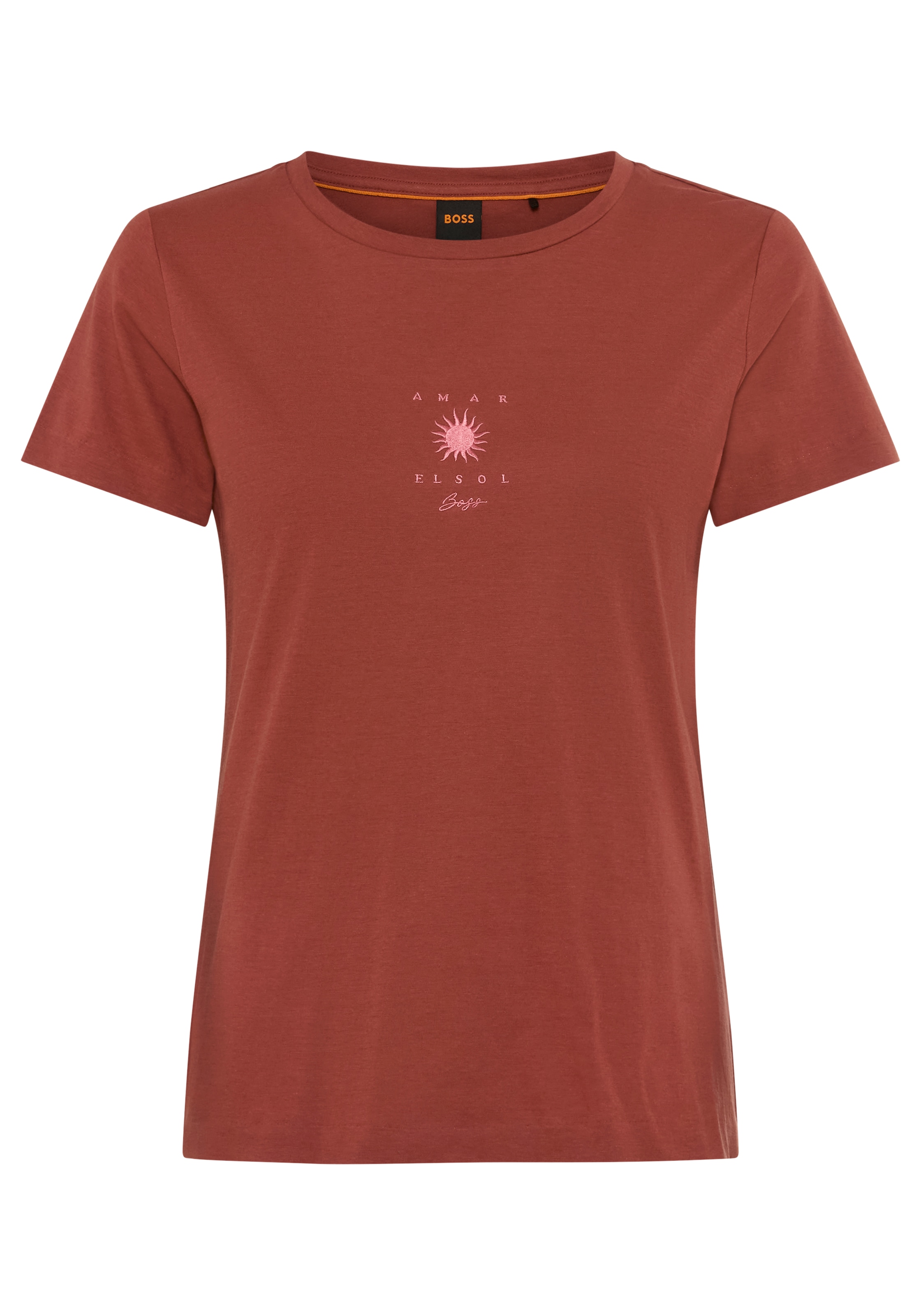 Image of BOSS ORANGE T-Shirt "Elove Premium Damenmode" im Slim Fit, bestickt