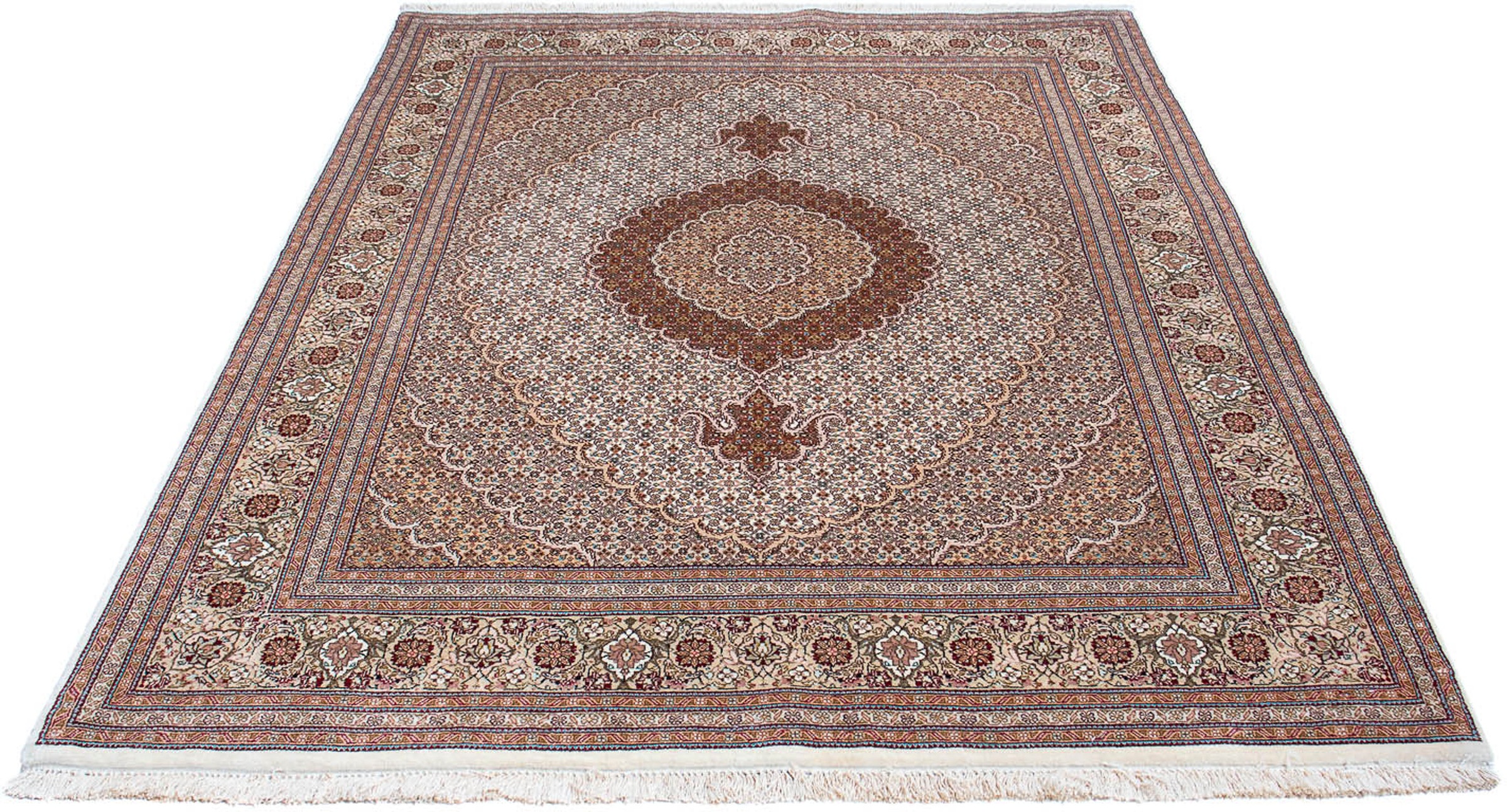 Image of morgenland Orientteppich »Perser - Täbriz - 214 x 154 cm - hellbraun«, rechteckig, 10 mm Höhe, Wohnzimmer, Handgeknüpft, Einzelstück mit Zertifikat bei Ackermann Versand Schweiz
